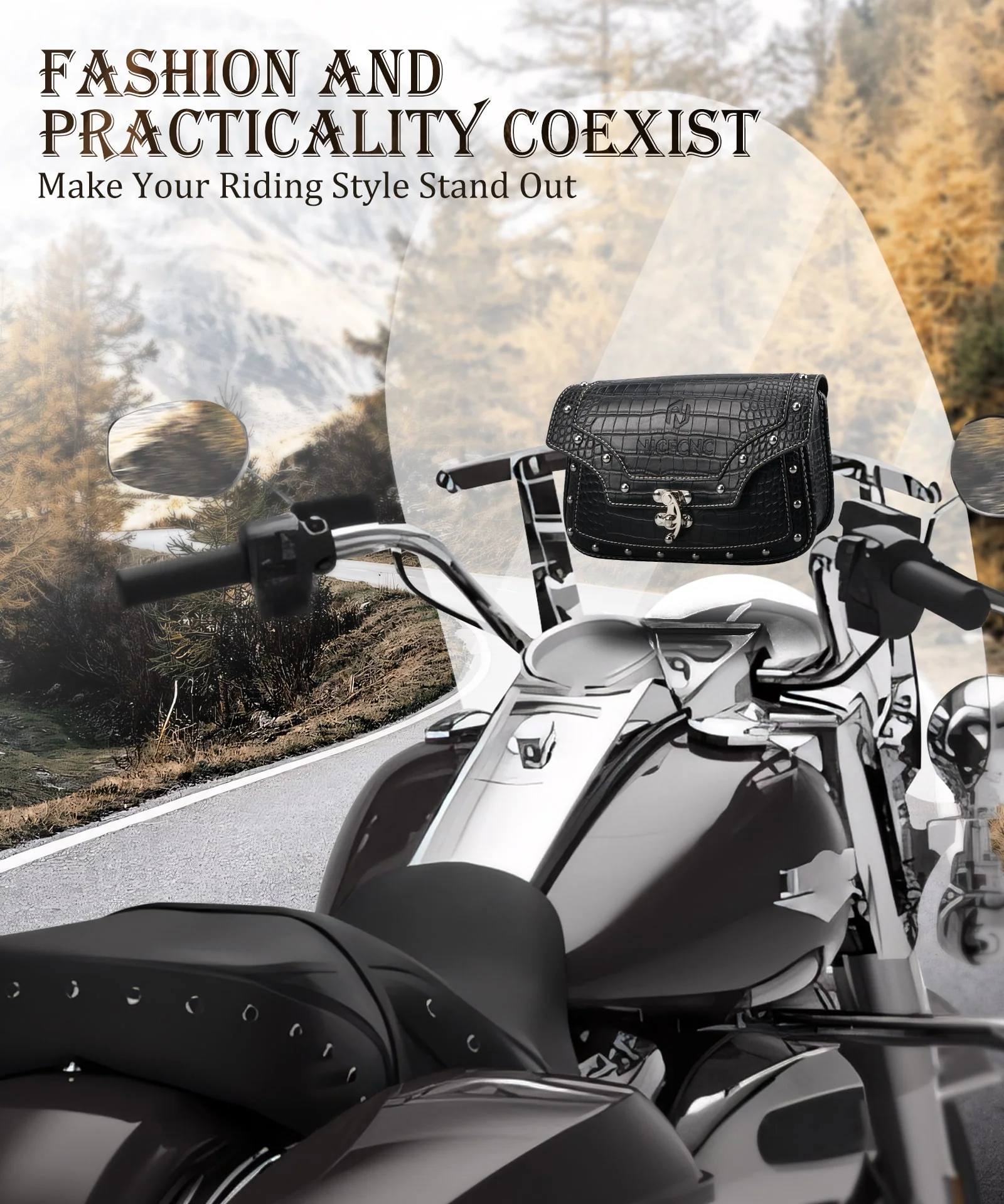 Motorcycle Windshield Bag Vintage Crocodile Texture PU Leather For Harley Davidson Road King 1995-2024 Softail - Image 5