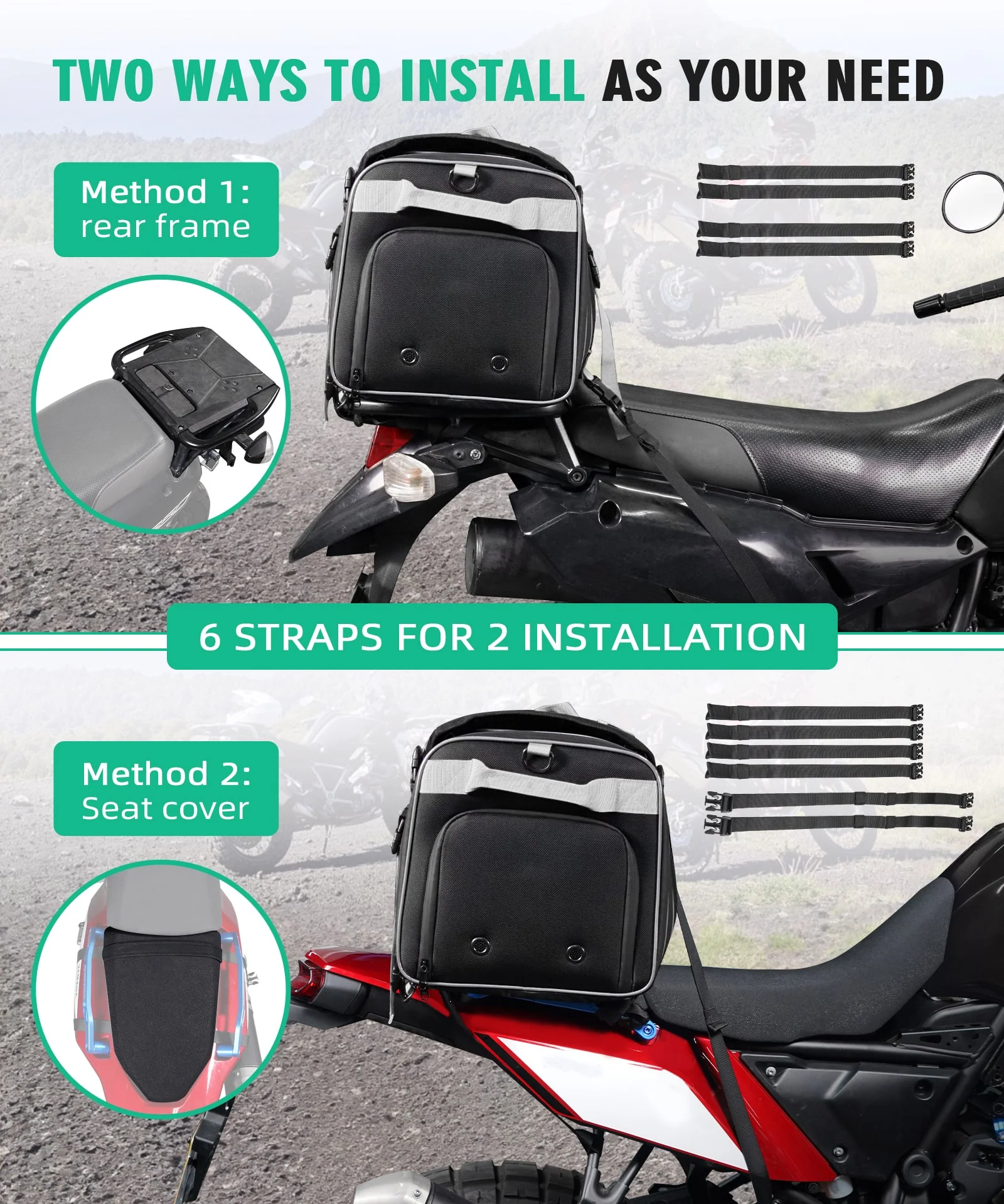 Multi-functional Motorcycle Tail Bag 53L Expandable Luggage Rack Bag Trunk Helmet Storage Bag - Image 10