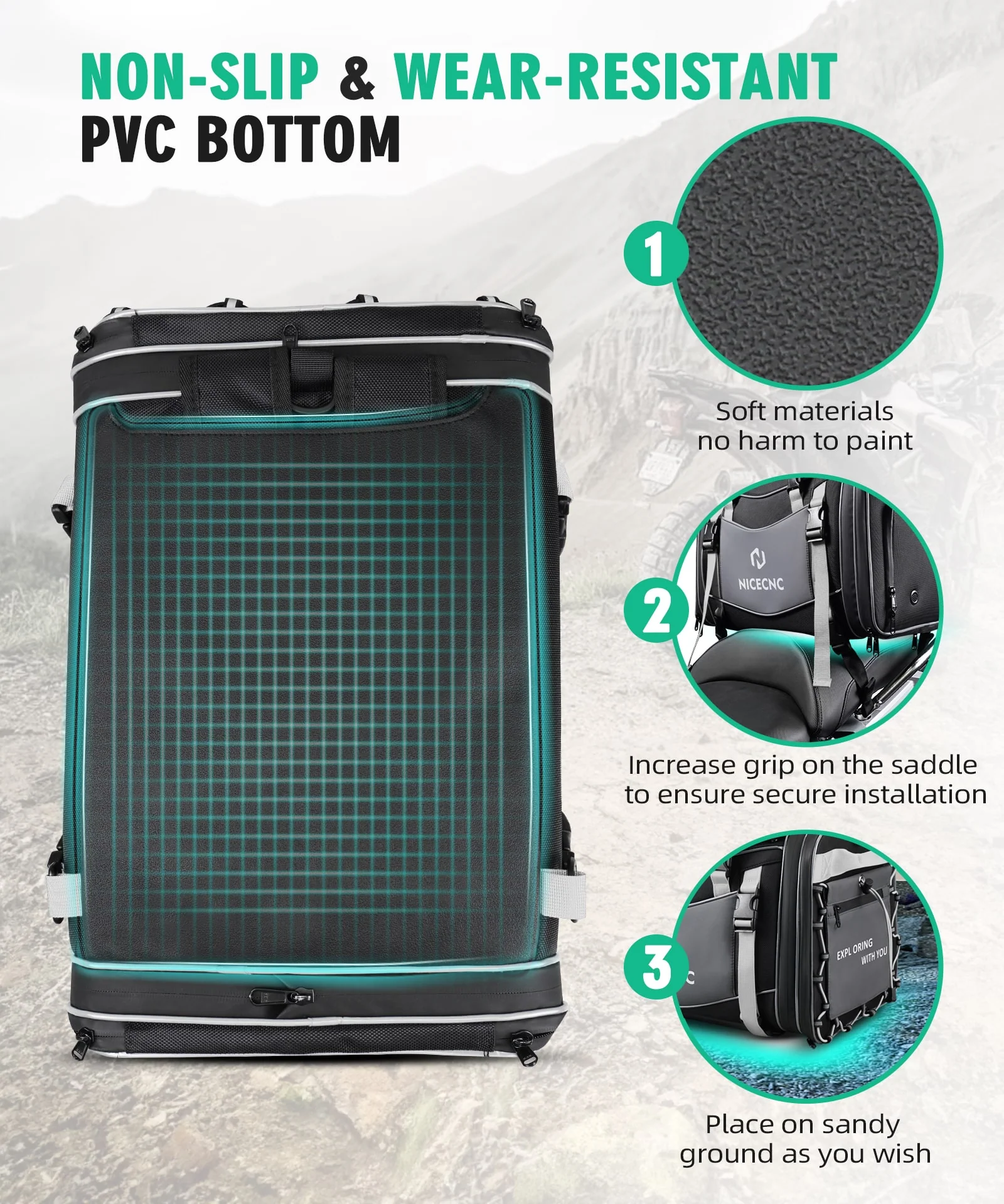 Multi-functional Motorcycle Tail Bag 53L Expandable Luggage Rack Bag Trunk Helmet Storage Bag - Image 11