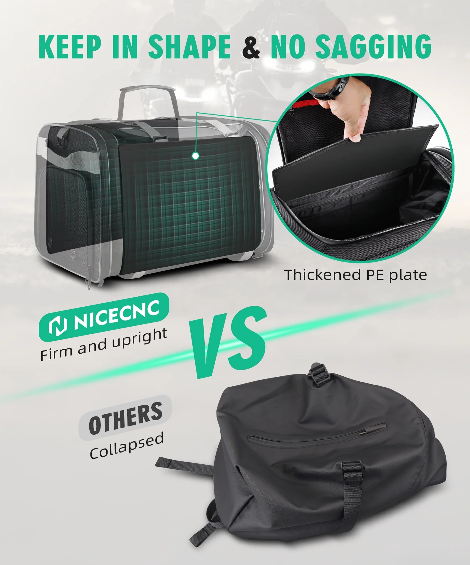 Multi-functional Motorcycle Tail Bag 53L Expandable Luggage Rack Bag Trunk Helmet Storage Bag - Image 12