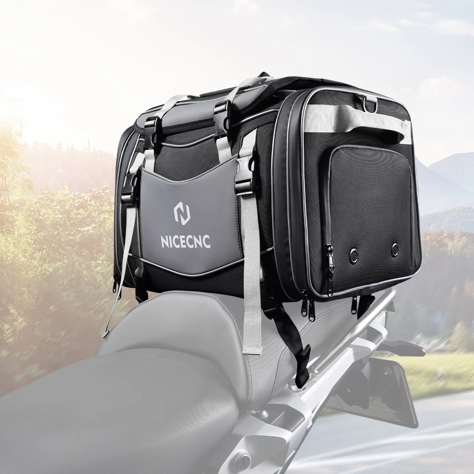 Multi-functional Motorcycle Tail Bag 53L Expandable Luggage Rack Bag Trunk Helmet Storage Bag - Image 5