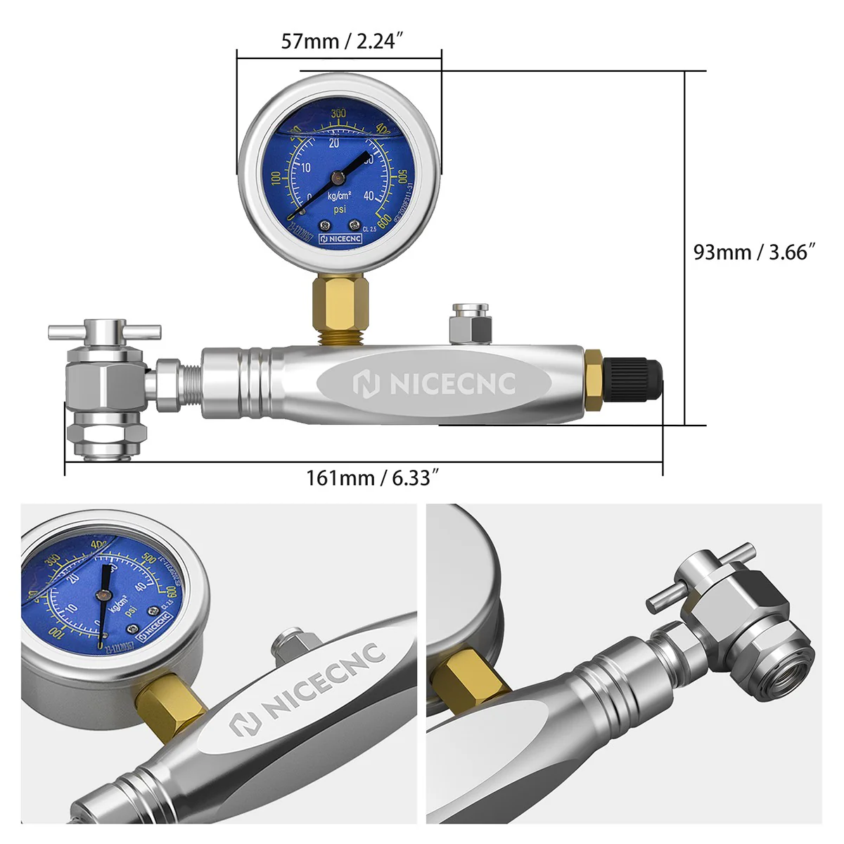 600PSI Regulator Kit No Loss Chuck Nitrogen Filling Tool For Schrader Valve Shock Off-Road Bikes, ATVs, UTVs - Image 5