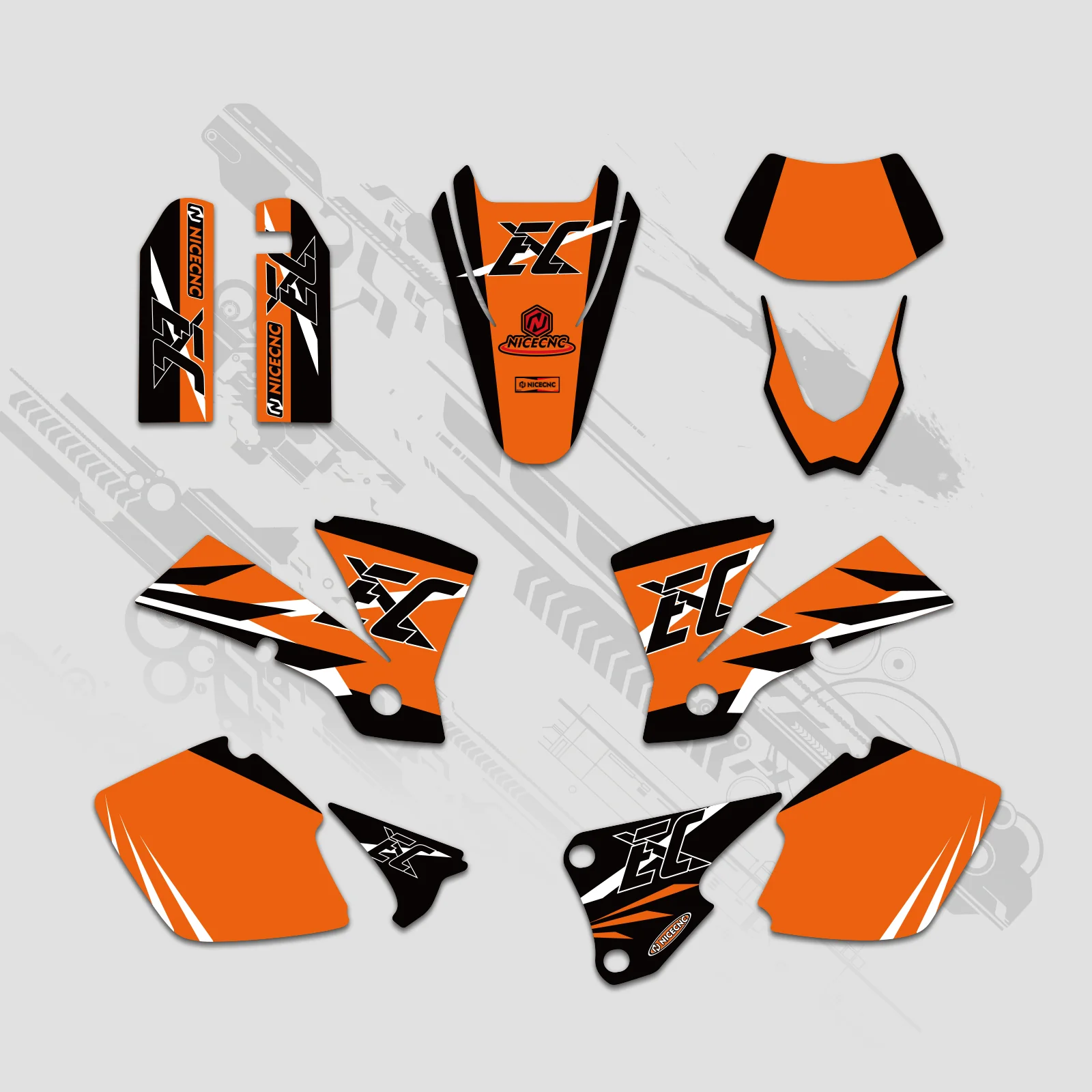 Off-Road Bike Full Graphics Decals Stickers Kit For KTM EXC 2003 - Image 2