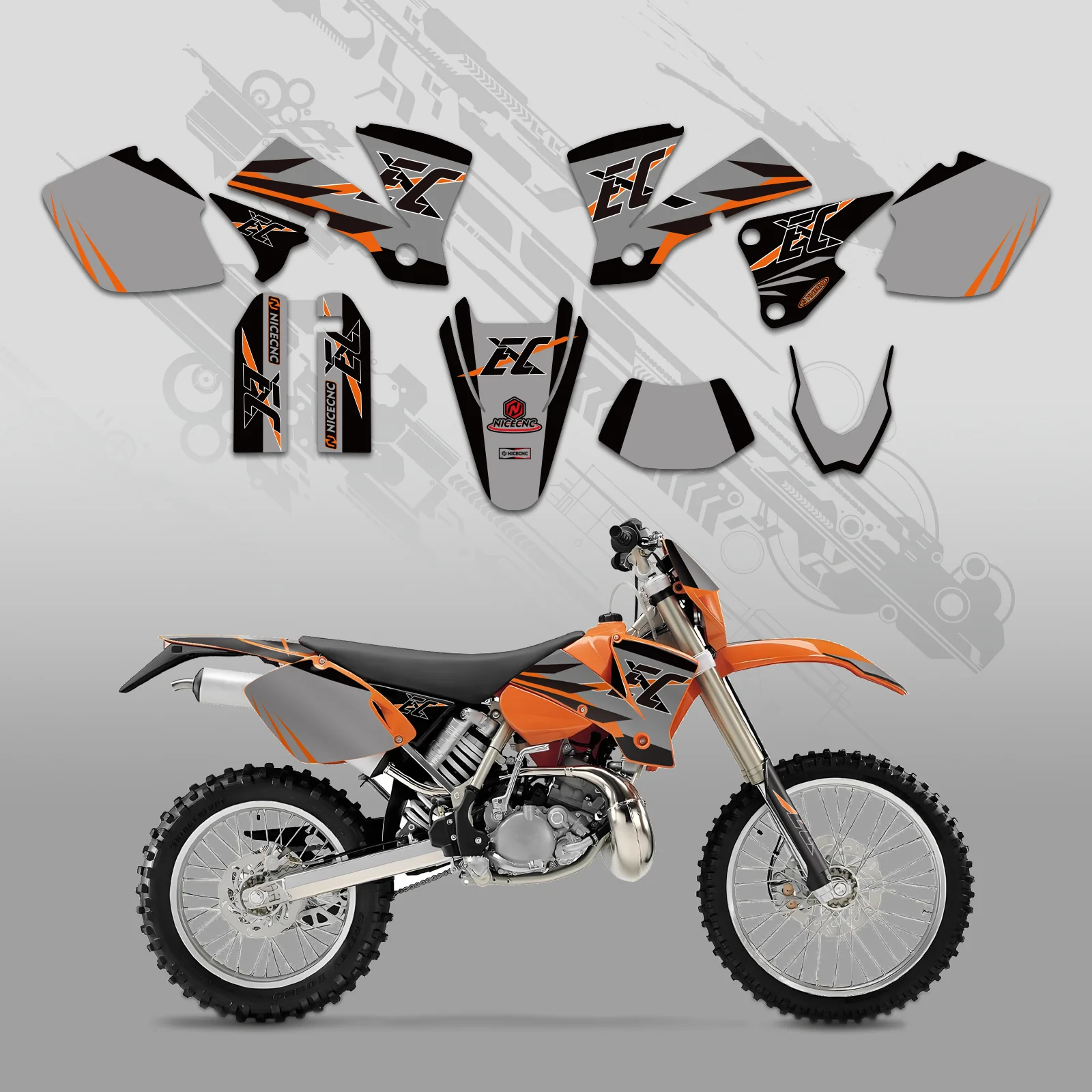 Off-Road Bike Full Graphics Decals Stickers Kit For KTM EXC 2003 - Image 3