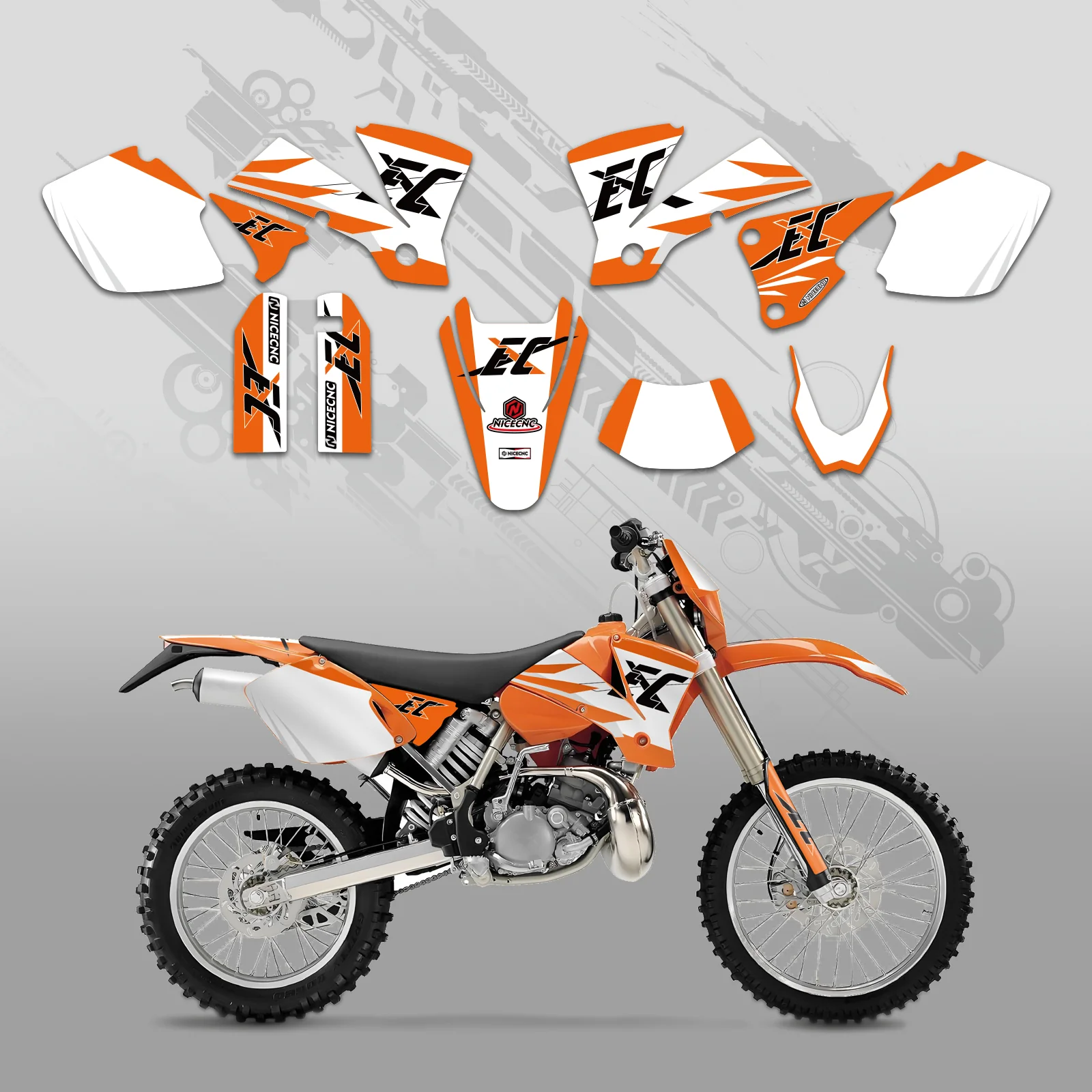 Off-Road Bike Full Graphics Decals Stickers Kit For KTM EXC 2003 - Image 5