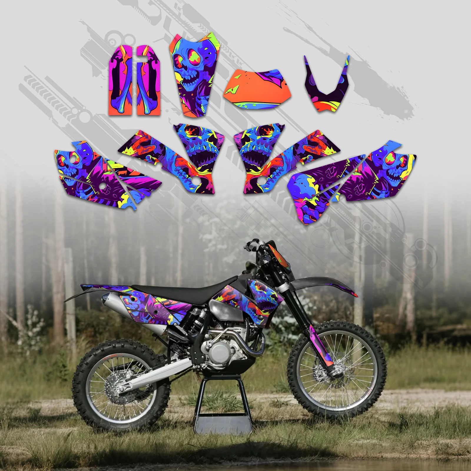 Off-Road Bike Full Graphics Decals Stickers Kit For KTM EXC 2004 - Image 3