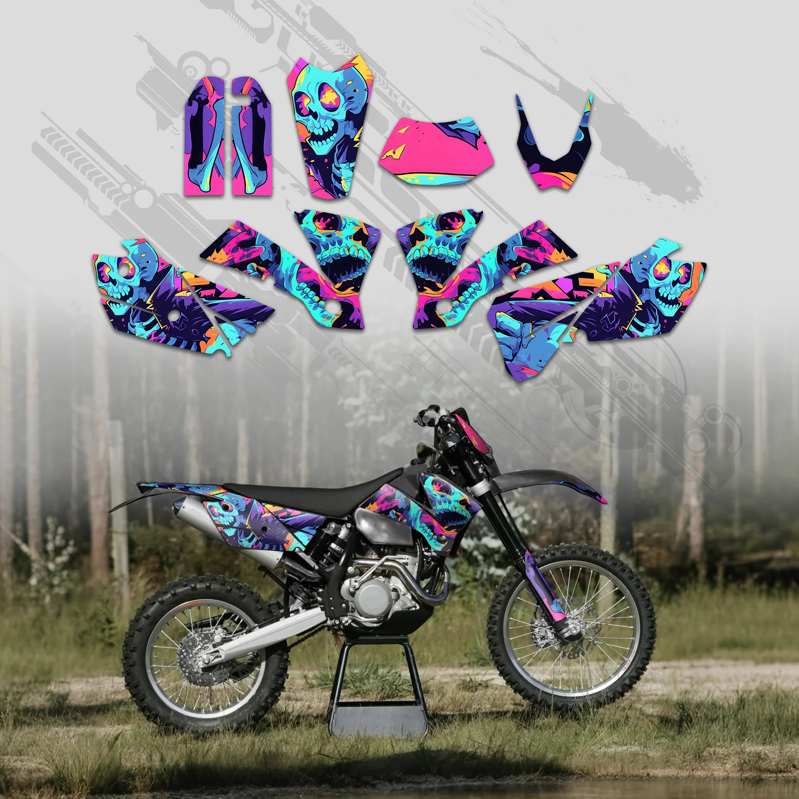 Off-Road Bike Full Graphics Decals Stickers Kit For KTM EXC 2004 - Image 5