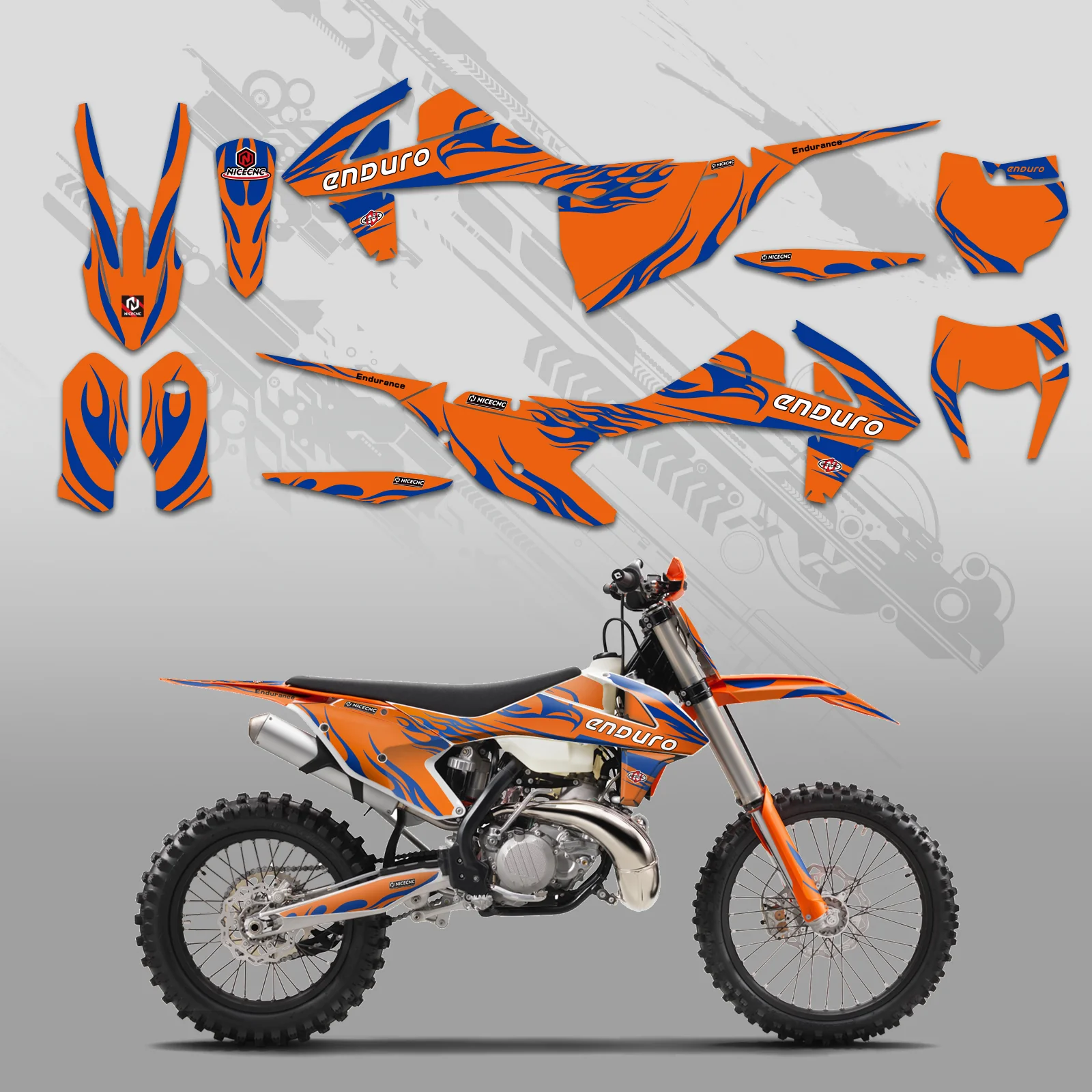 Off-Road Bike Full Graphics Decals Stickers Kit For KTM EXC/XC/XCF 2017-2019 - Image 5