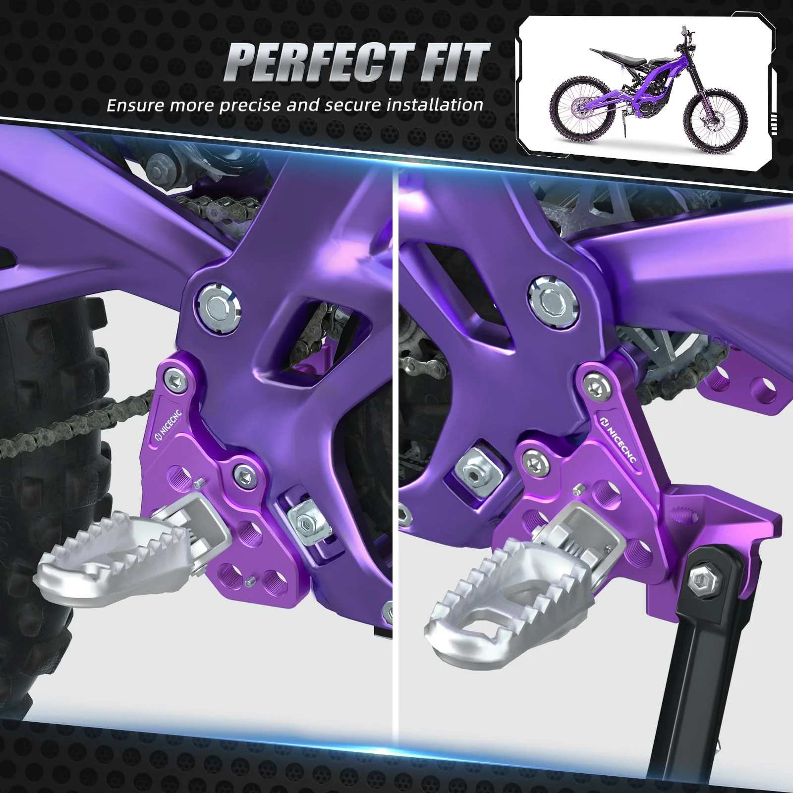 Pair Foot Pegs Bracket Package For Surron Light Bee X/ S/ L1E Segway X160 X260 - Image 2