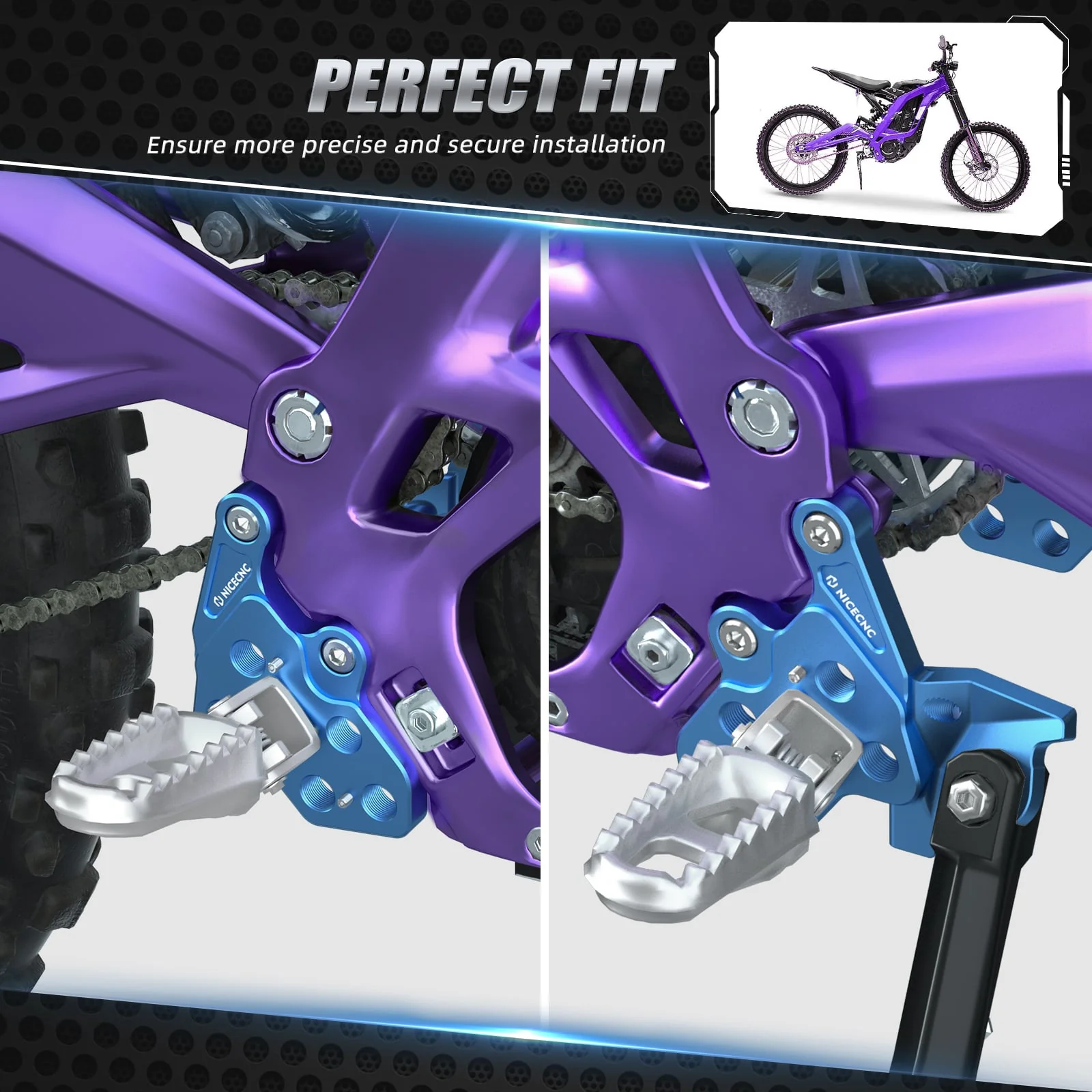 Pair Foot Pegs Bracket Package For Surron Light Bee X/ S/ L1E Segway X160 X260 - Image 3