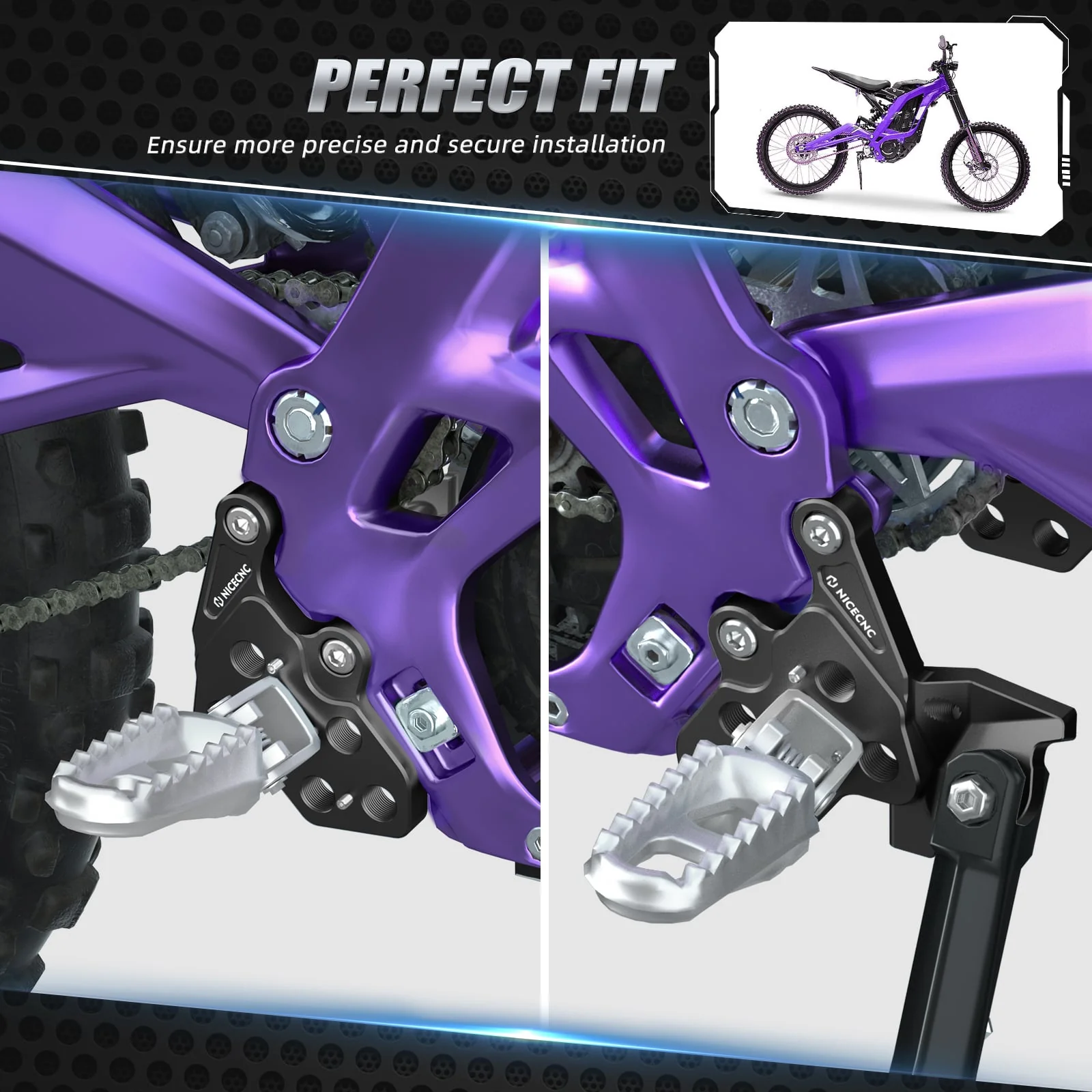 Pair Foot Pegs Bracket Package For Surron Light Bee X/ S/ L1E Segway X160 X260 - Image 4