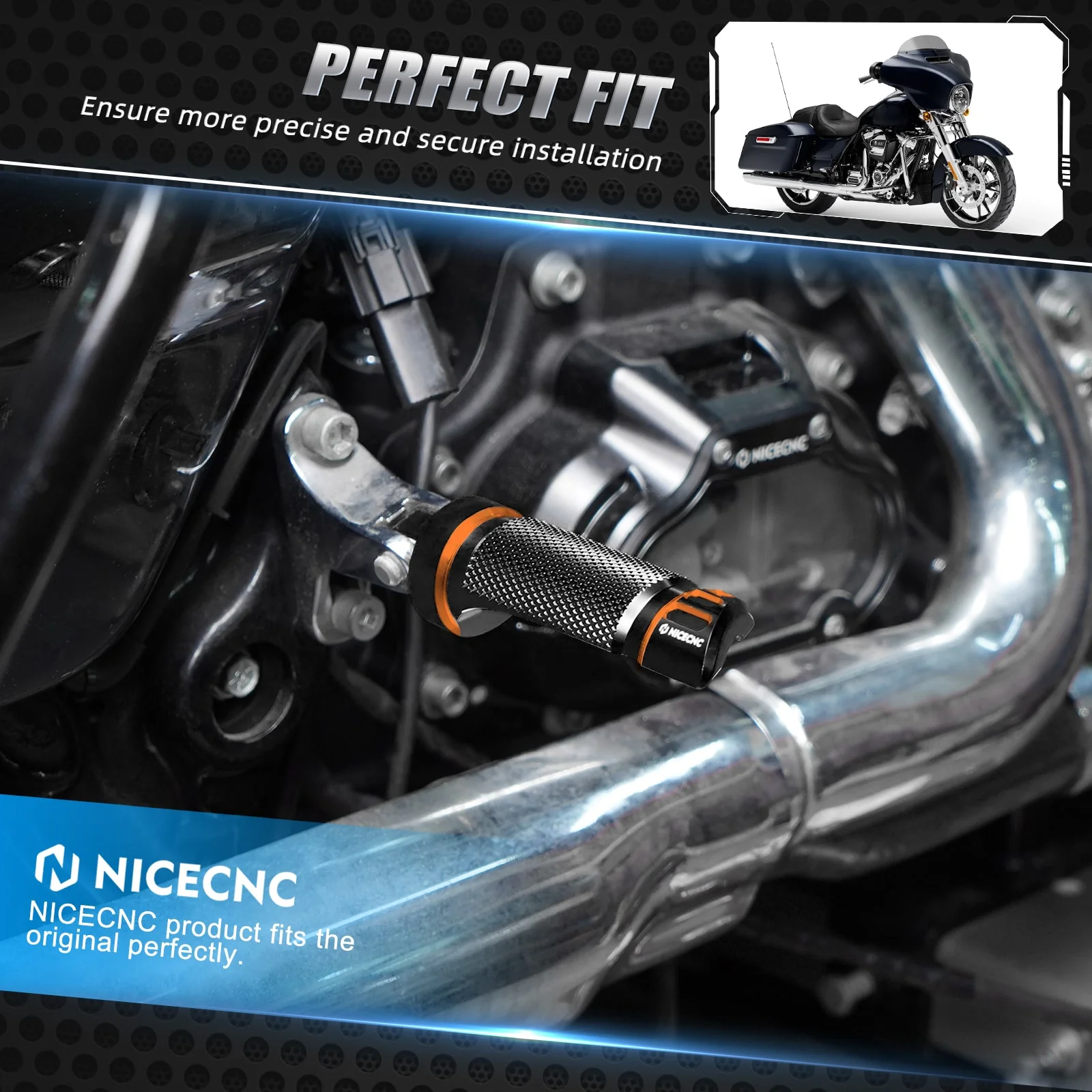 Passenger Footpegs Footrests + Shifter Pegs For Harley Road King Street Glide - Image 7