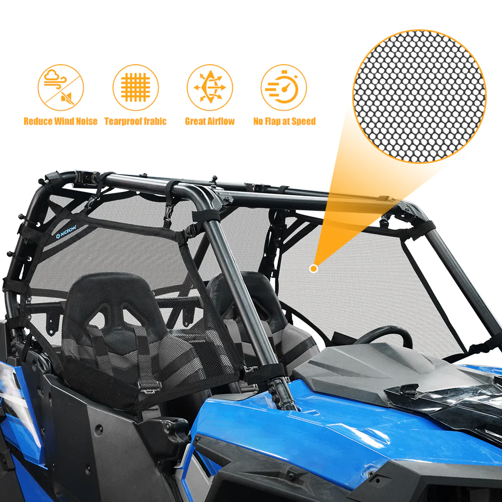 3PCS Window Net Roll Cage Mesh Guard Kit For Polaris RZR 570 1000 XP Turbo - Image 3