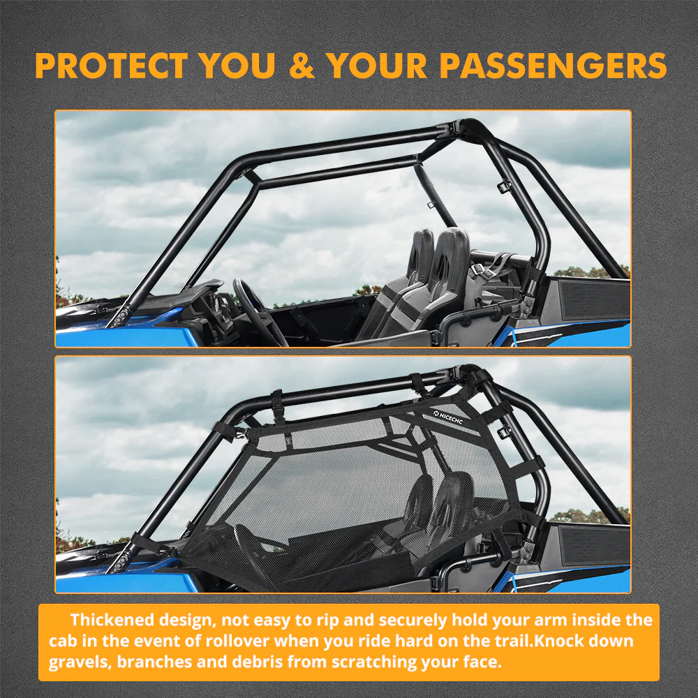 UTV Side Window Nets Roll Cage Mesh For Polaris RZR XP 1000 570 900 800 Turbo - Image 3