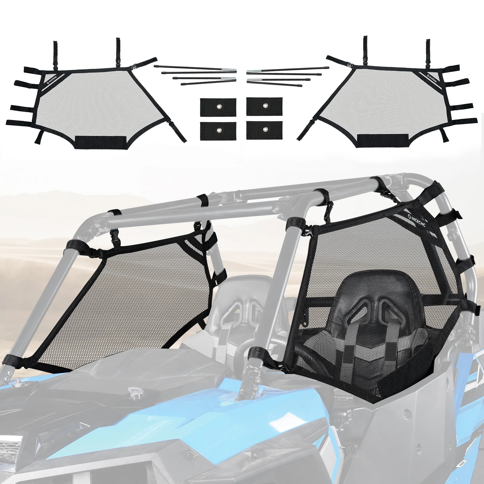 UTV Rear Window Mesh Net Sunshade Protection For Polaris RZR XP 1000 900 Turbo - Image 10