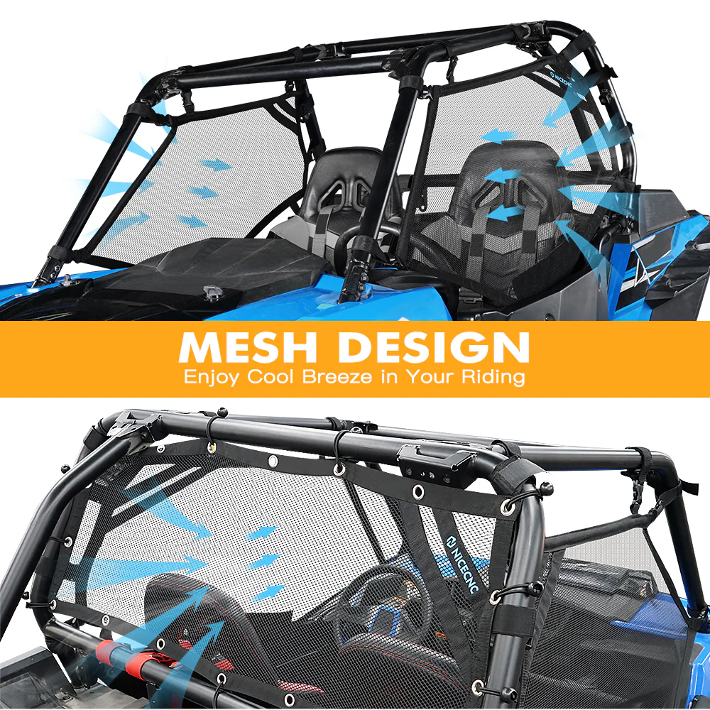 UTV Rear Window Mesh Net Sunshade Protection For Polaris RZR XP 1000 900 Turbo - Image 12