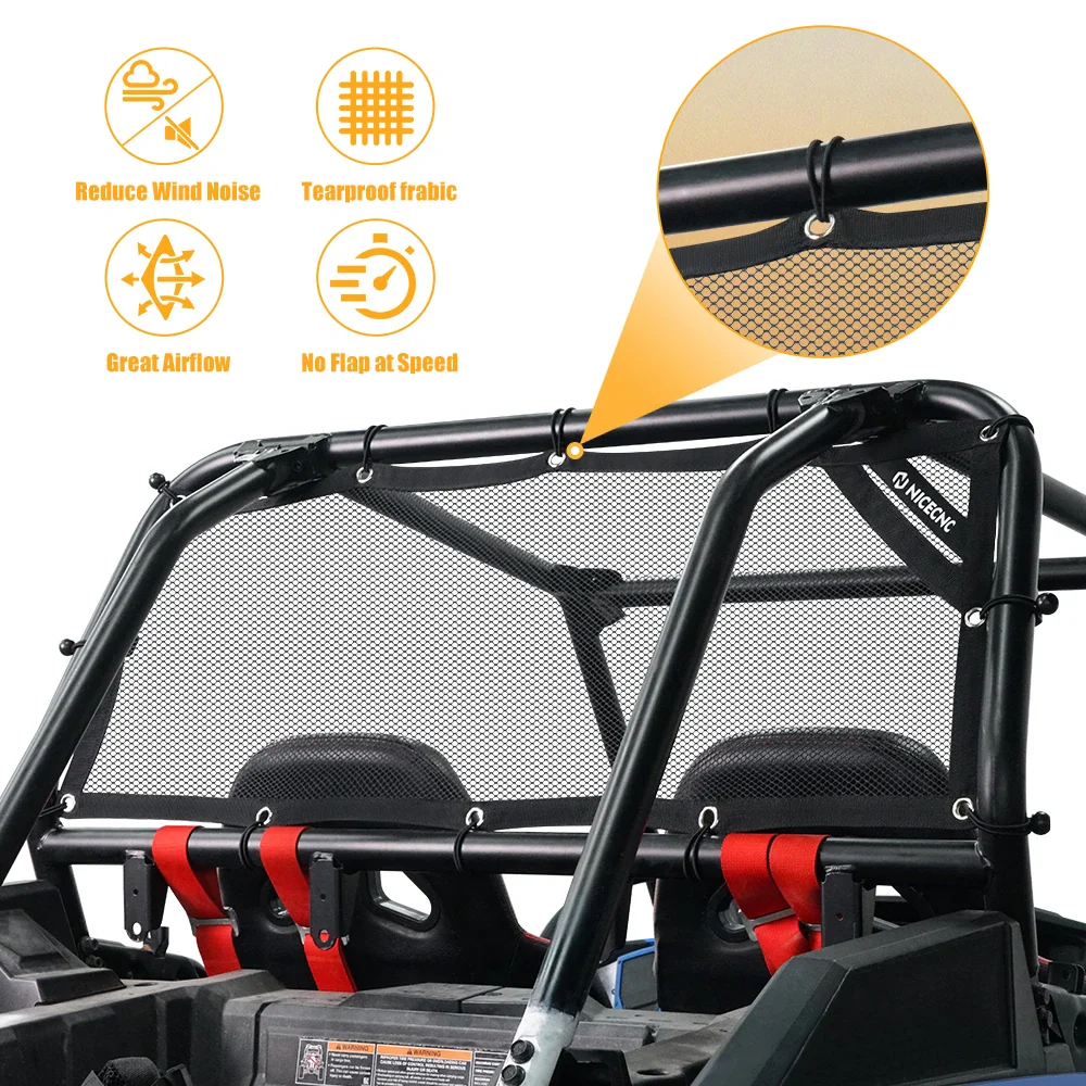 UTV Rear Window Mesh Net Sunshade Protection For Polaris RZR XP 1000 900 Turbo - Image 3