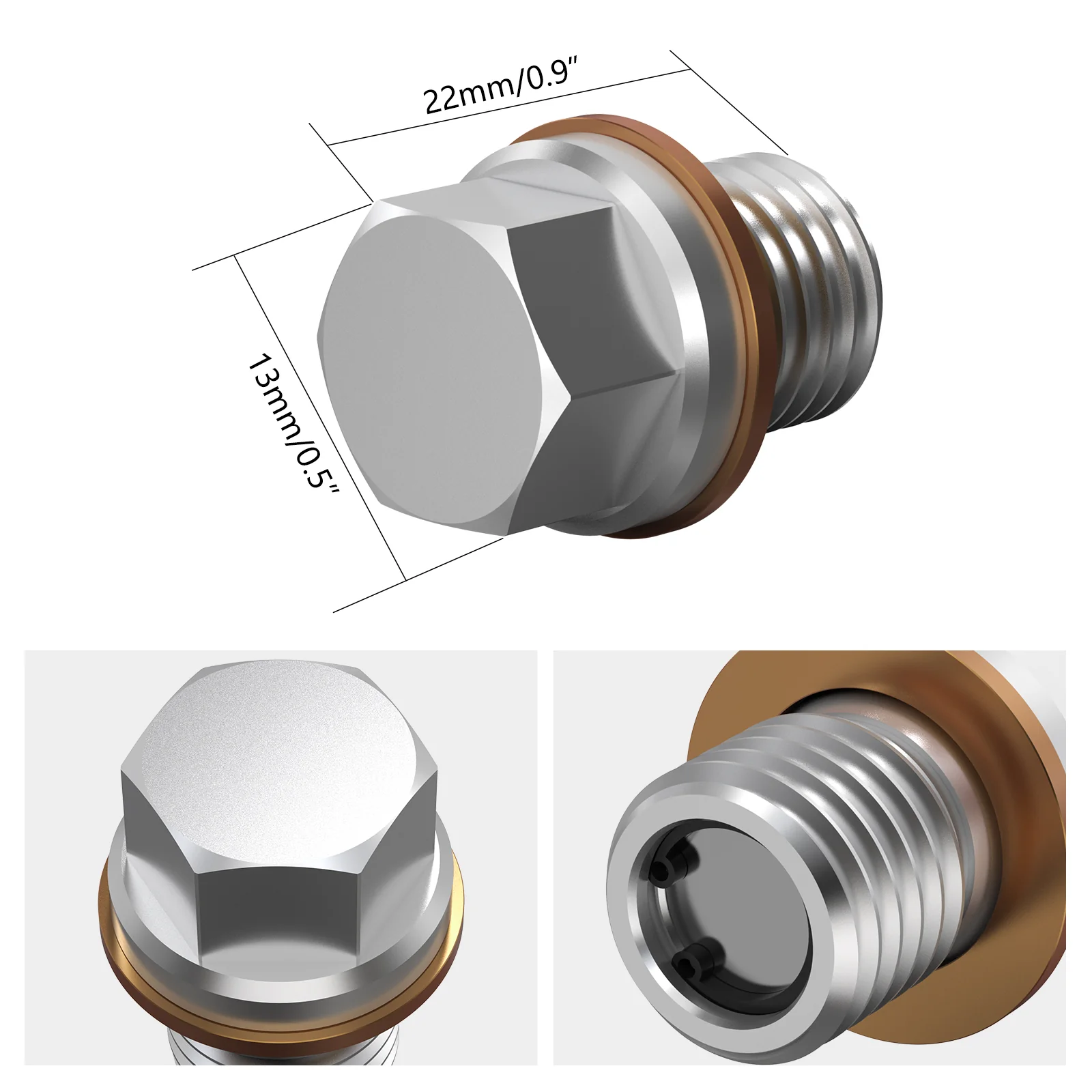 Magnetic Engine Oil Drain Plug For Polaris RZR XP 1000 Turbo Ranger Sportsman 570 - Image 3