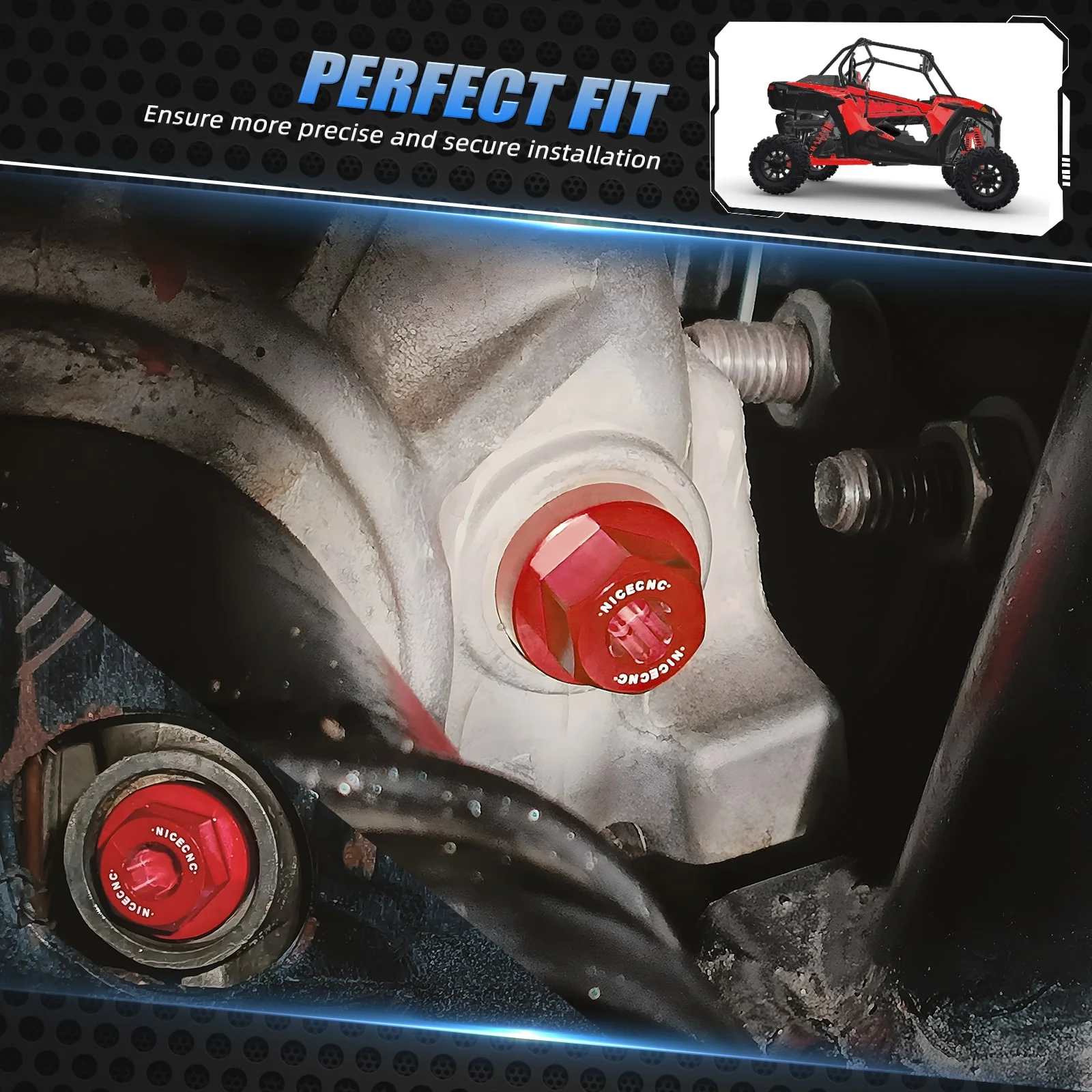 Front Differential Fill Drain Plug Kit For Polaris RZR XP 4 Turbo General 1000 - Image 2