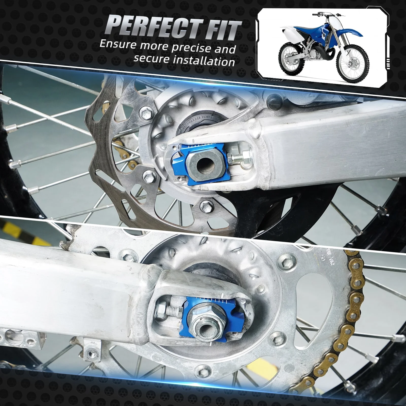 Rear Chain Adjuster Axle Blocks For Yamaha YZ125 250/F 450/F WR250F/R 450F - Image 2