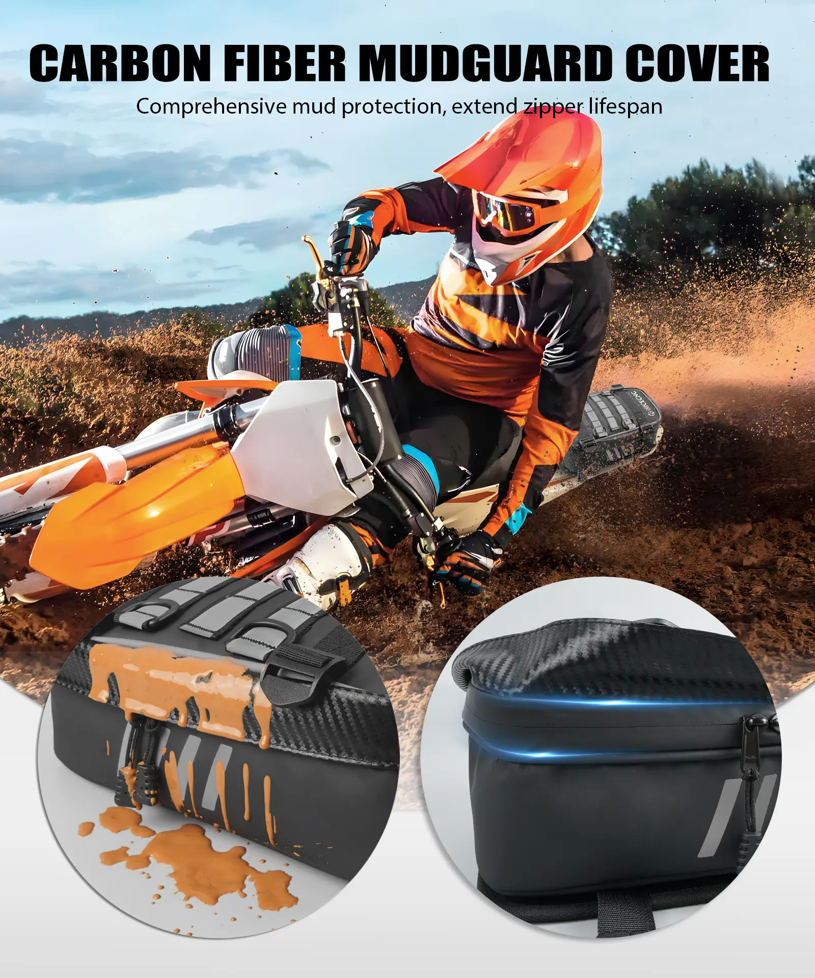 Universal Motorcycle Rear Fender Bag with Tool Roll Bag For Dirt Bike Adventure Off-road Riding - Image 10