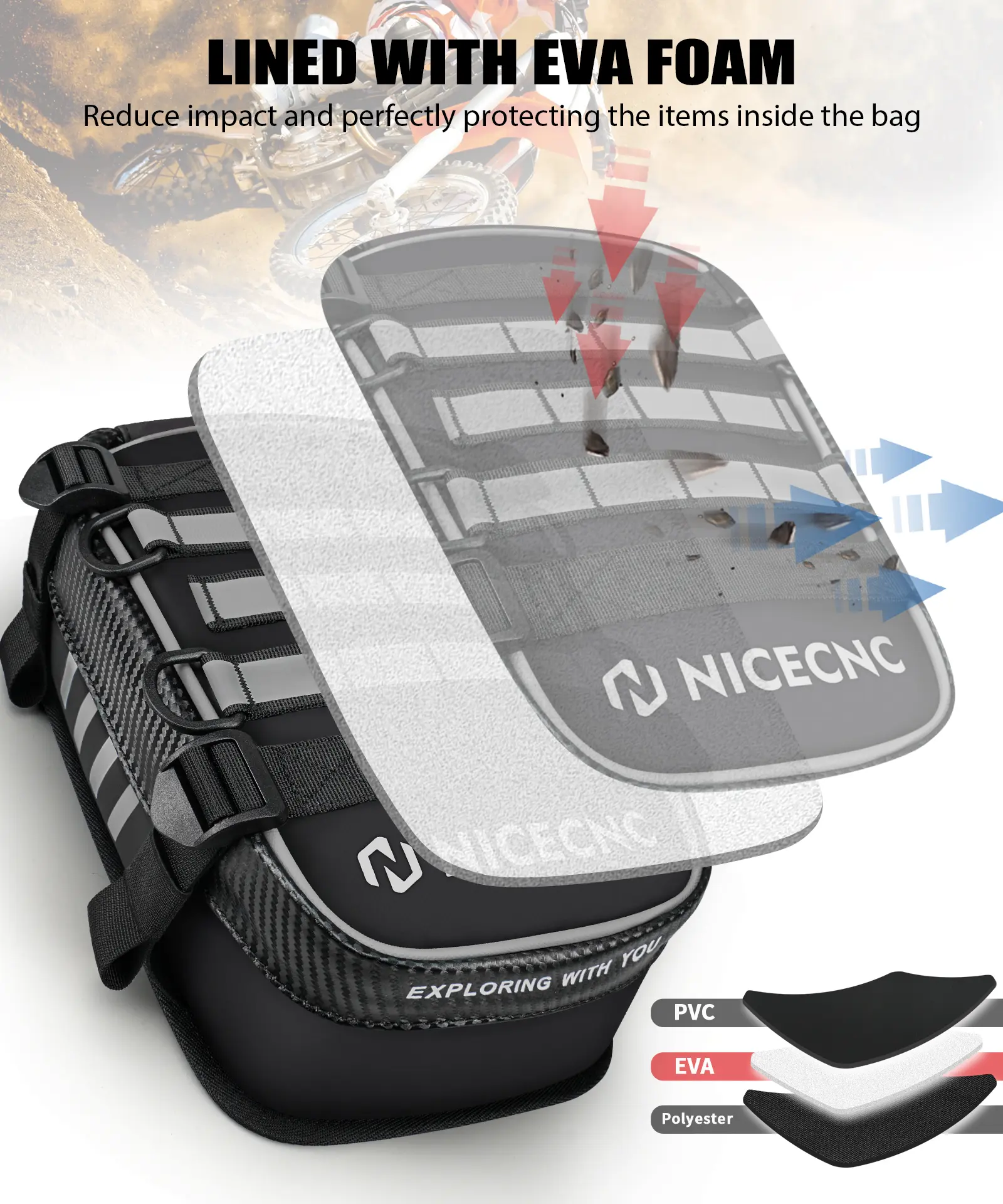 Universal Motorcycle Rear Fender Bag with Tool Roll Bag For Dirt Bike Adventure Off-road Riding - Image 12