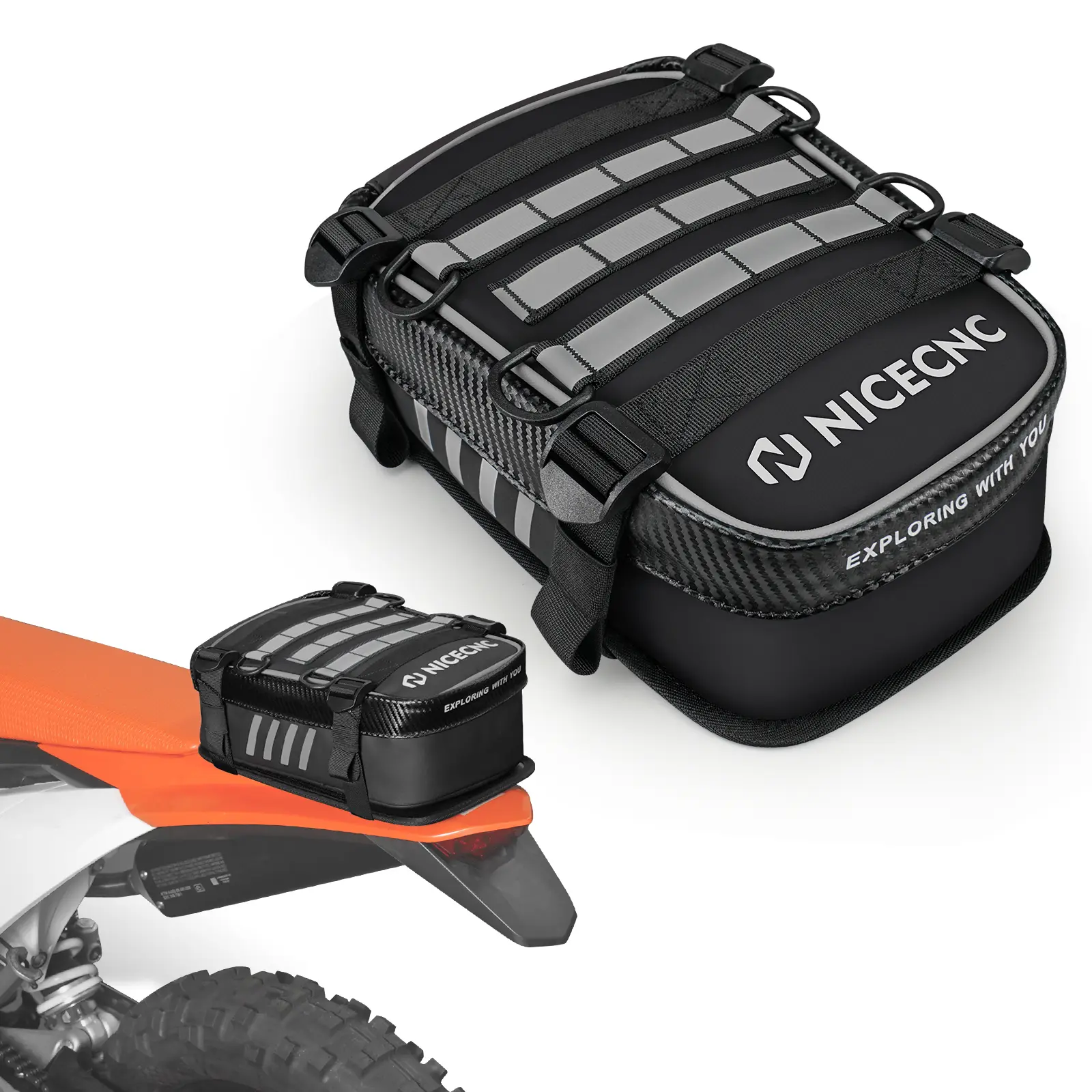 Universal Motorcycle Rear Fender Bag with Tool Roll Bag For Dirt Bike Adventure Off-road Riding - Image 13
