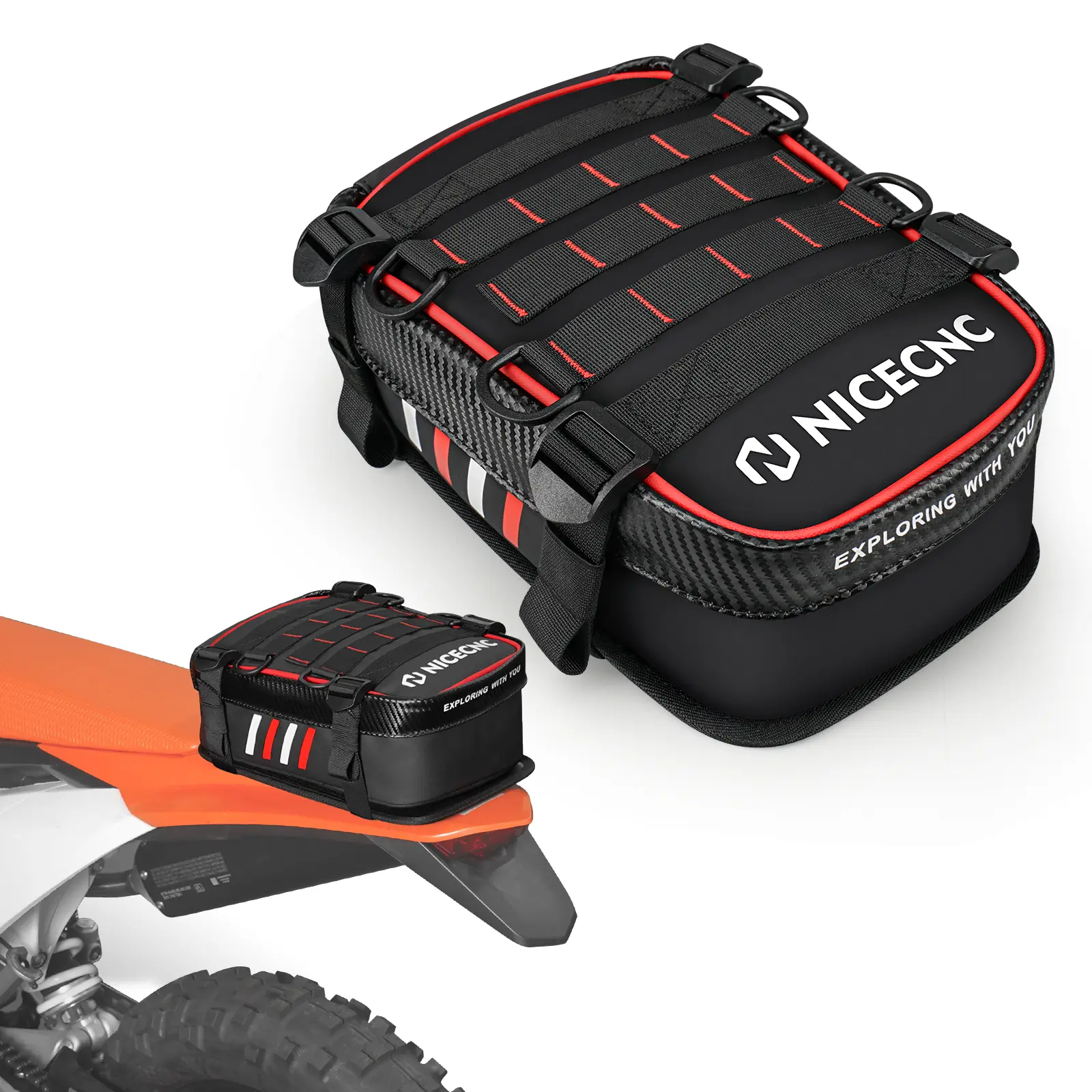 Universal Motorcycle Rear Fender Bag with Tool Roll Bag For Dirt Bike Adventure Off-road Riding - Image 16