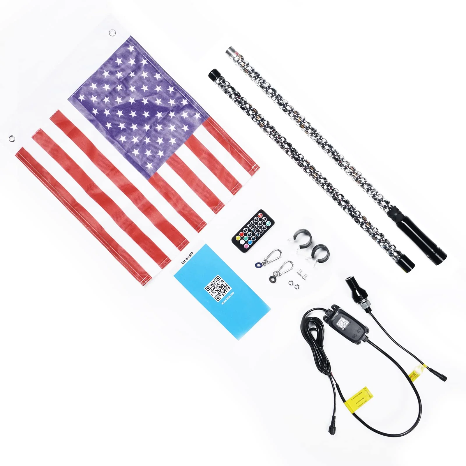3FT 4FT 5FT 6FT RGB LED Spiral Whip Lights Flag Pole Lamp For UTV ATV APP Remote - Image 10