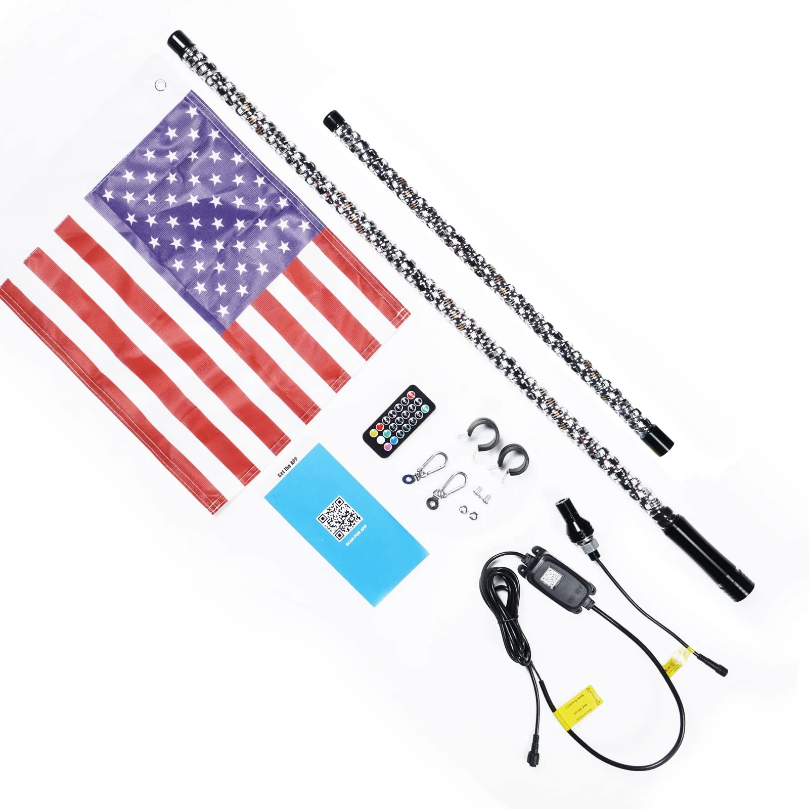 3FT 4FT 5FT 6FT RGB LED Spiral Whip Lights Flag Pole Lamp For UTV ATV APP Remote - Image 11