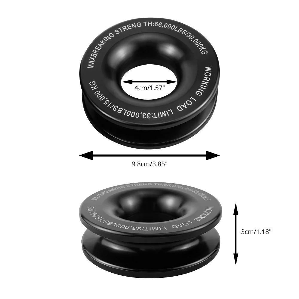 Recovery Ring Snatch Block Pulley 66000lbs For Soft Shackle Tow Winch Off Road - Image 3