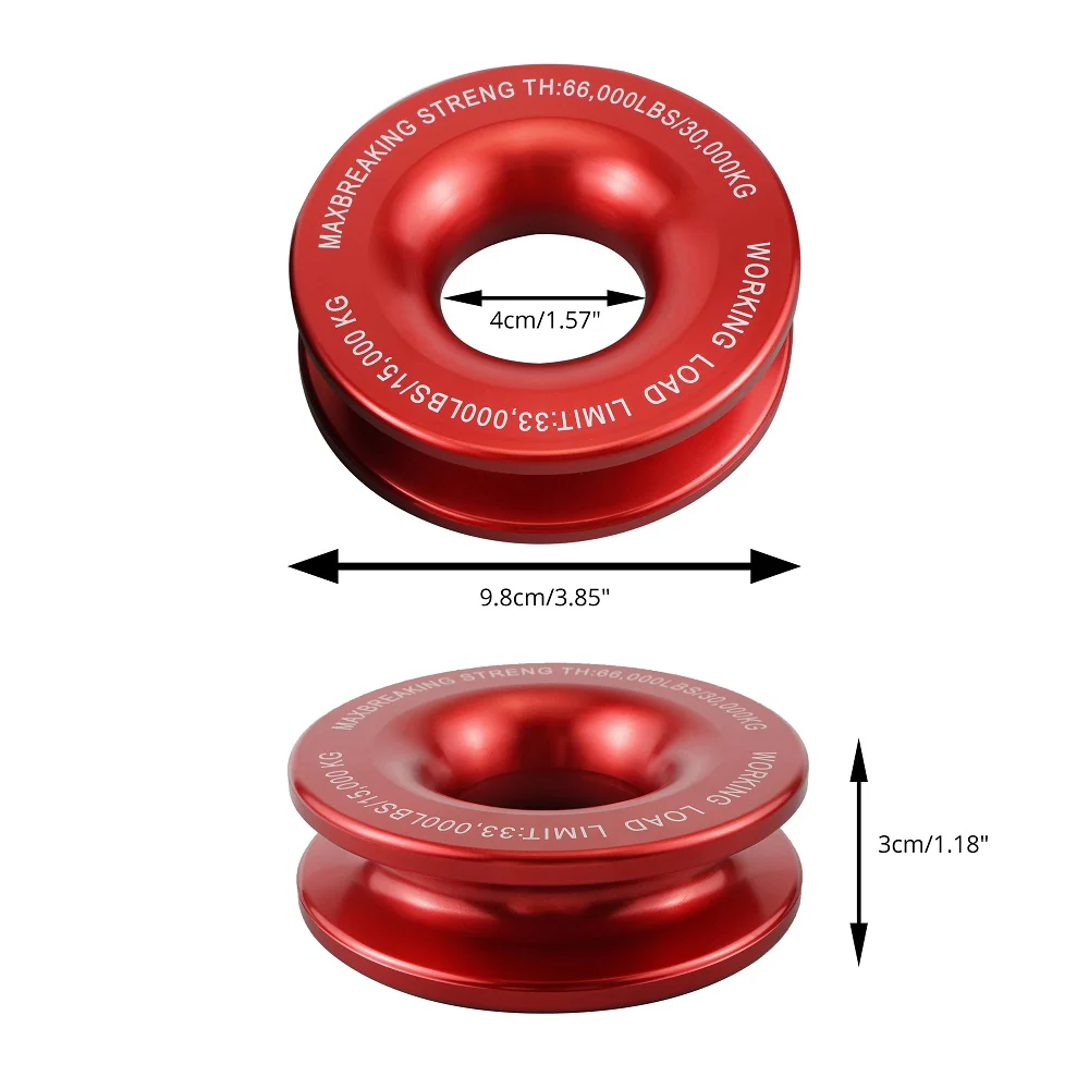 Recovery Ring Snatch Block Pulley 66000lbs For Soft Shackle Tow Winch Off Road - Image 9