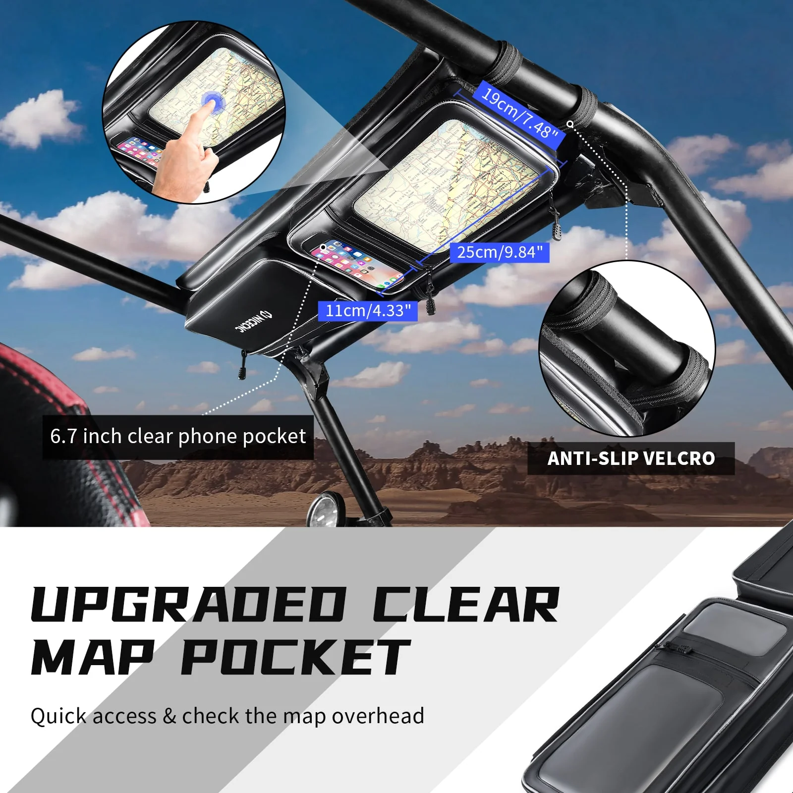 UTV  Overhead Storage Bag For Polaris RZR XP 1000 / XP 4 1000 / Turbo - Image 3