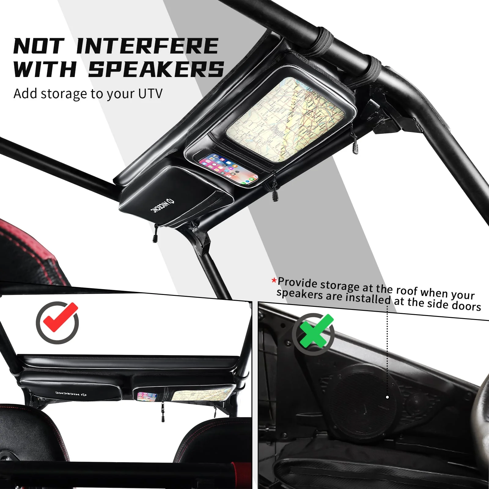 UTV  Overhead Storage Bag For Polaris RZR XP 1000 / XP 4 1000 / Turbo - Image 9