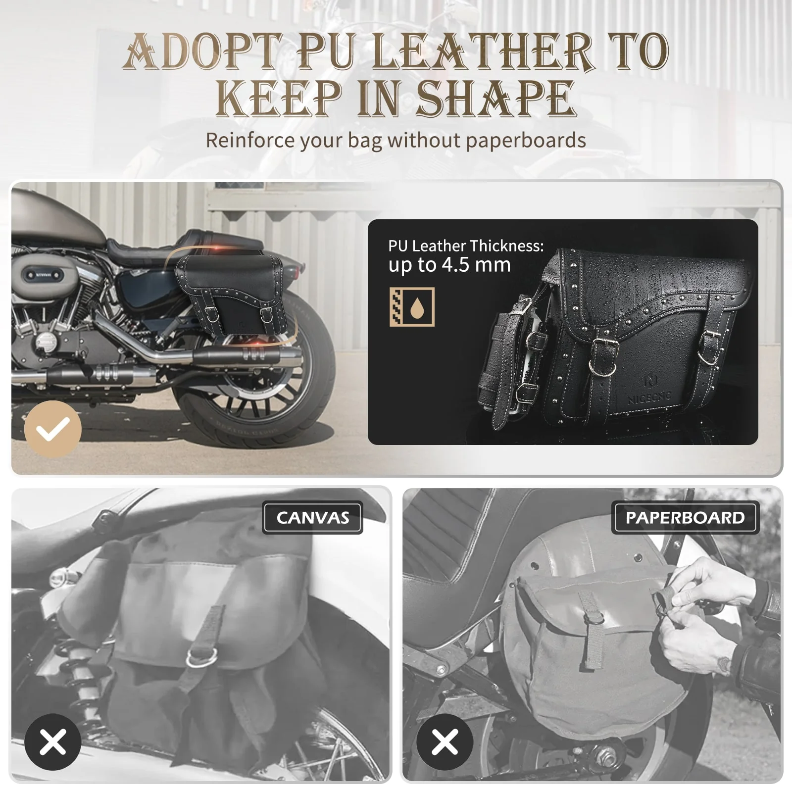 Saddle Bags PU leather Reinforced Straps & Saddle Piece with Cup Holder - Image 15