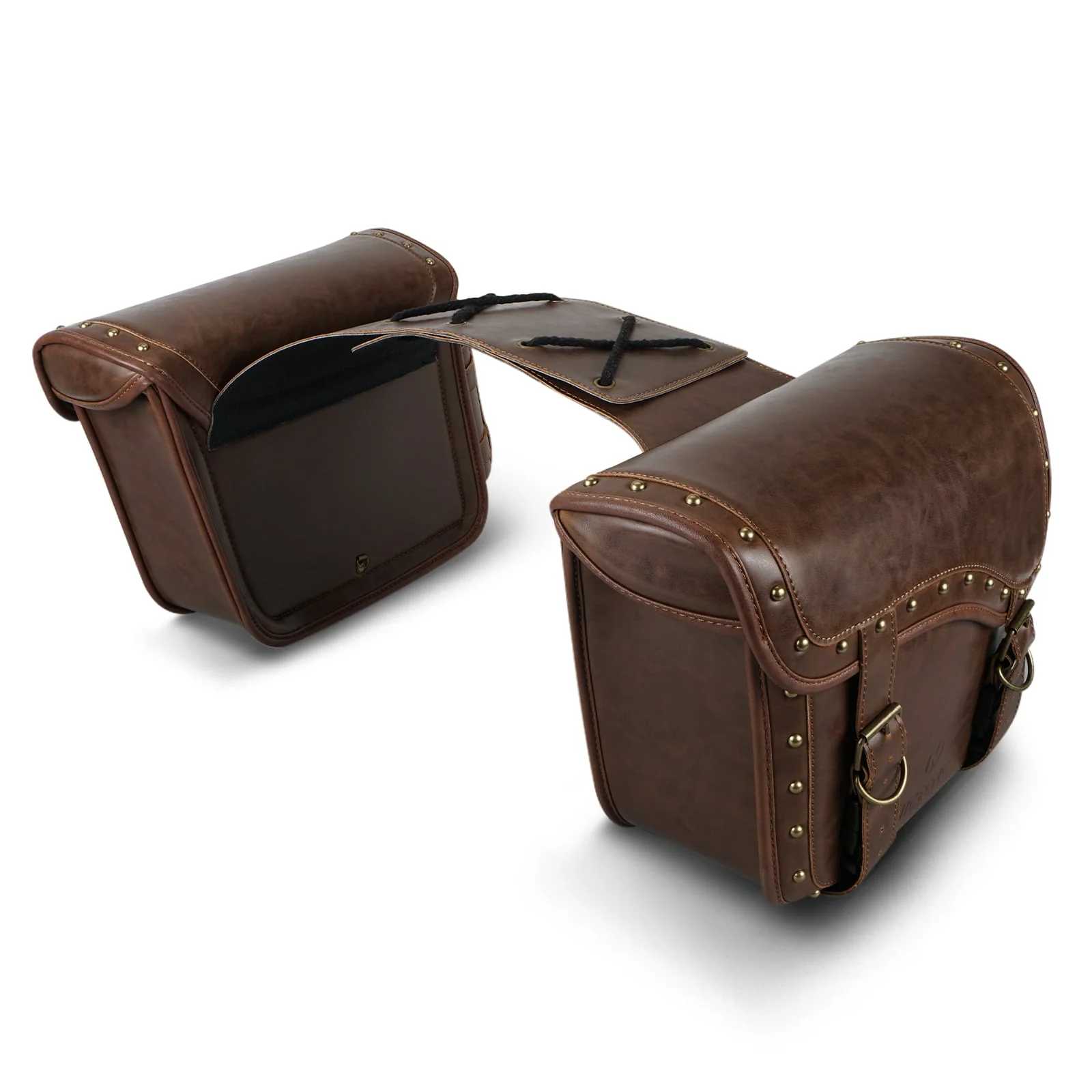 Saddle Bags PU leather Reinforced Straps & Saddle Piece with Cup Holder - Image 4