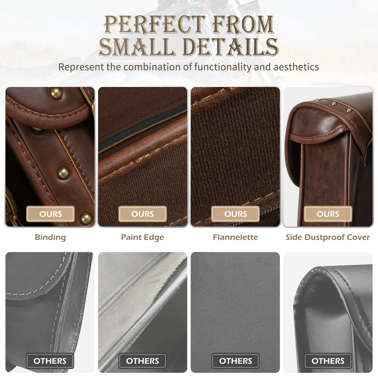 Saddle Bags PU leather Reinforced Straps & Saddle Piece with Cup Holder - Image 7