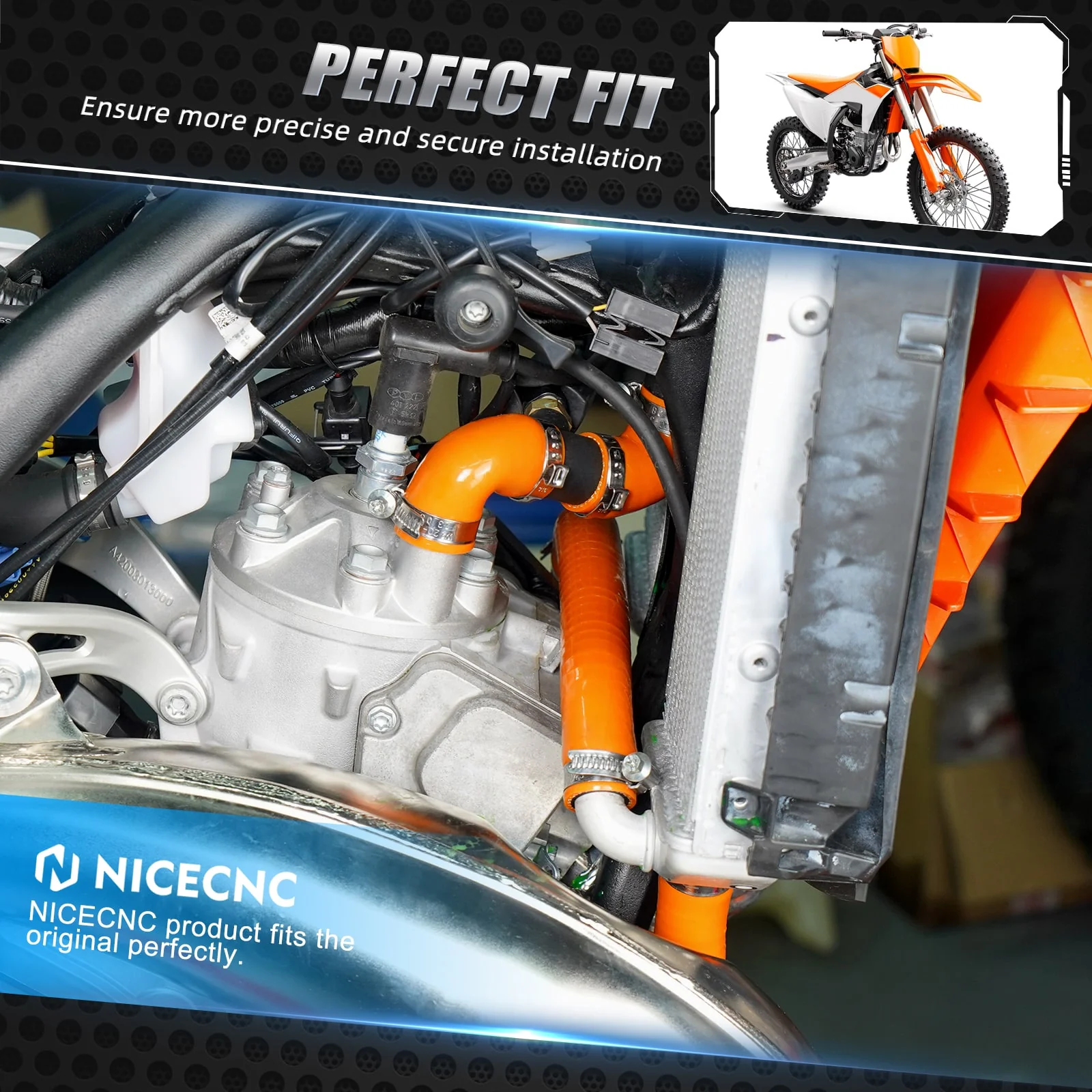 Silicone Radiator Coolant Hose Clamps Kit For KTM Husqvarna GasGas 250-300 2023-2024 - Image 2