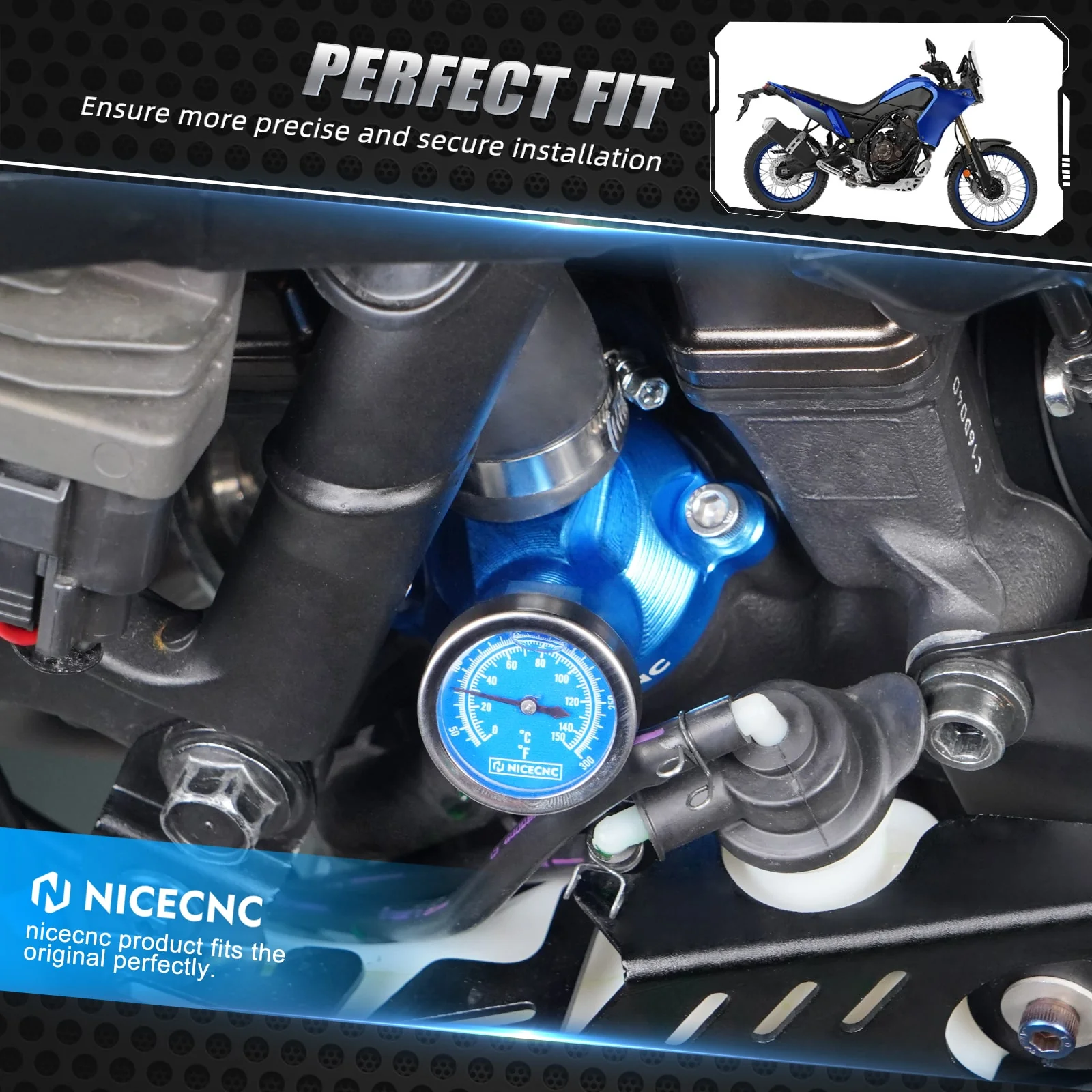 Thermostat Cover w/ Water Temperature Gauge for Yamaha Tenere 700 /XTZ700 2019-2024 Rally Edition 20-23 - Image 2