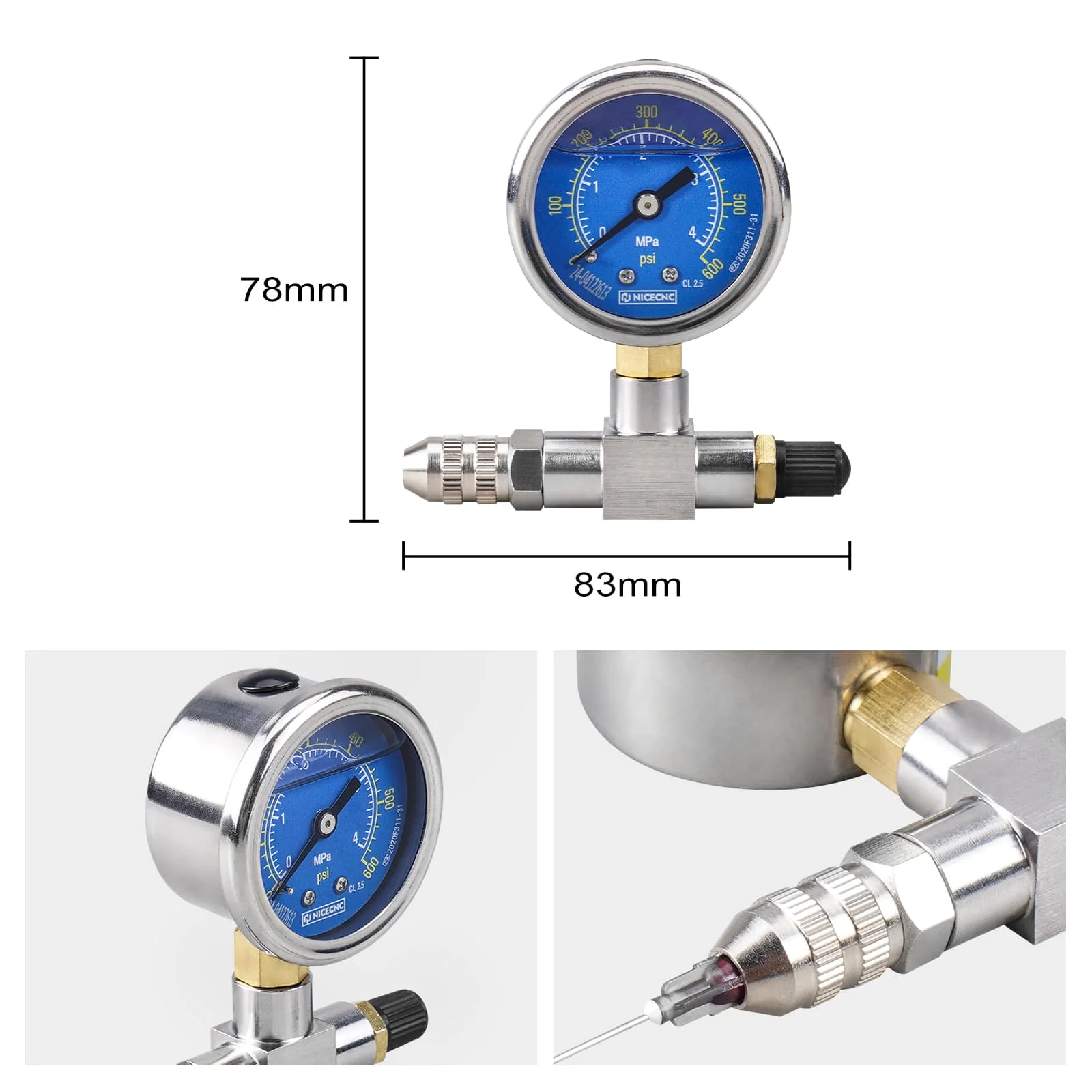Universal 600psi Shock Nitrogen Gauge Needle Fill Tool For Yamaha YZX Polaris RZR Can Am - Image 3