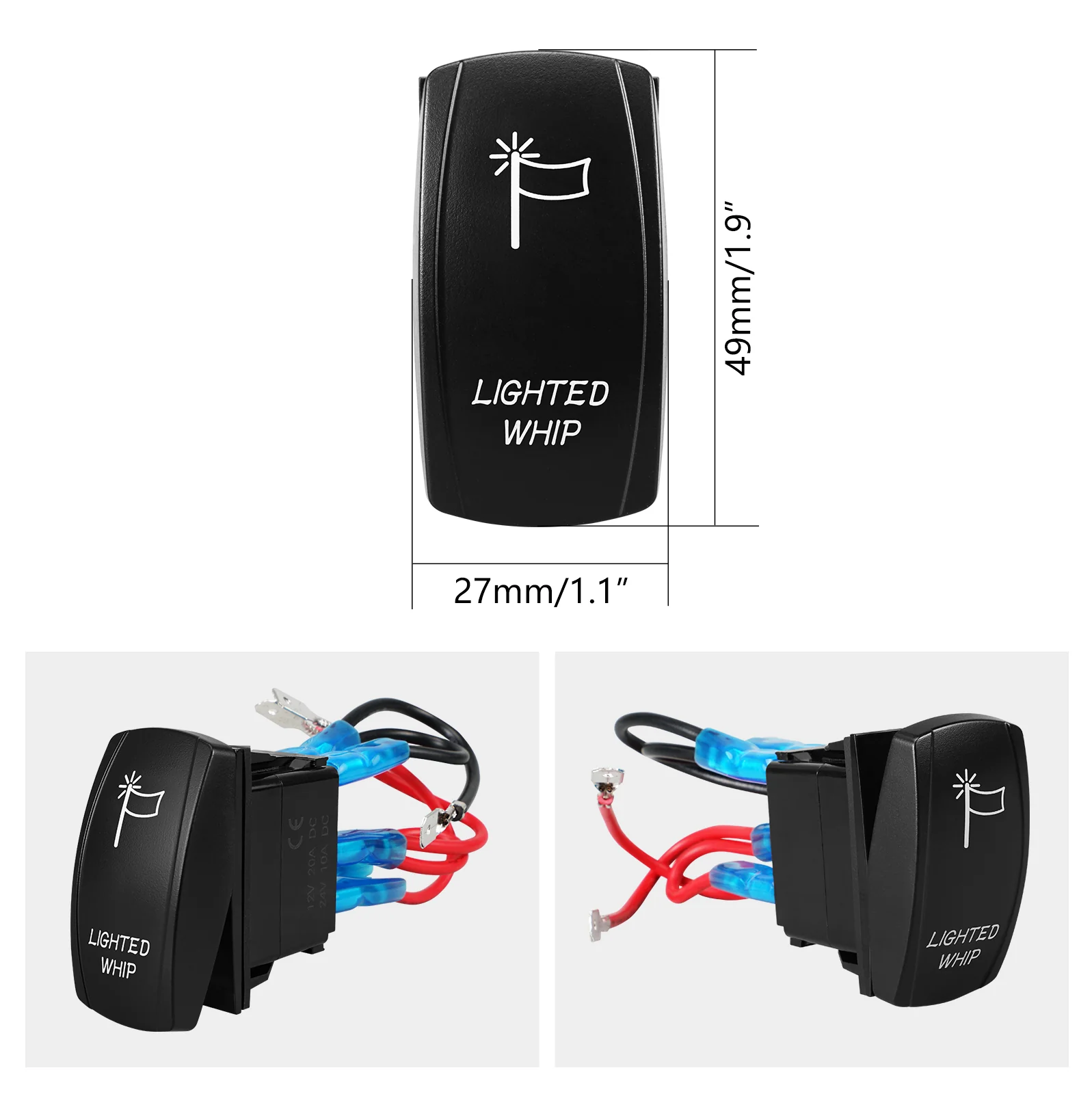 UTV ATV 12V 20A LED Light Rocker Switch ON-OFF Toggle Switch Laser - Image 6