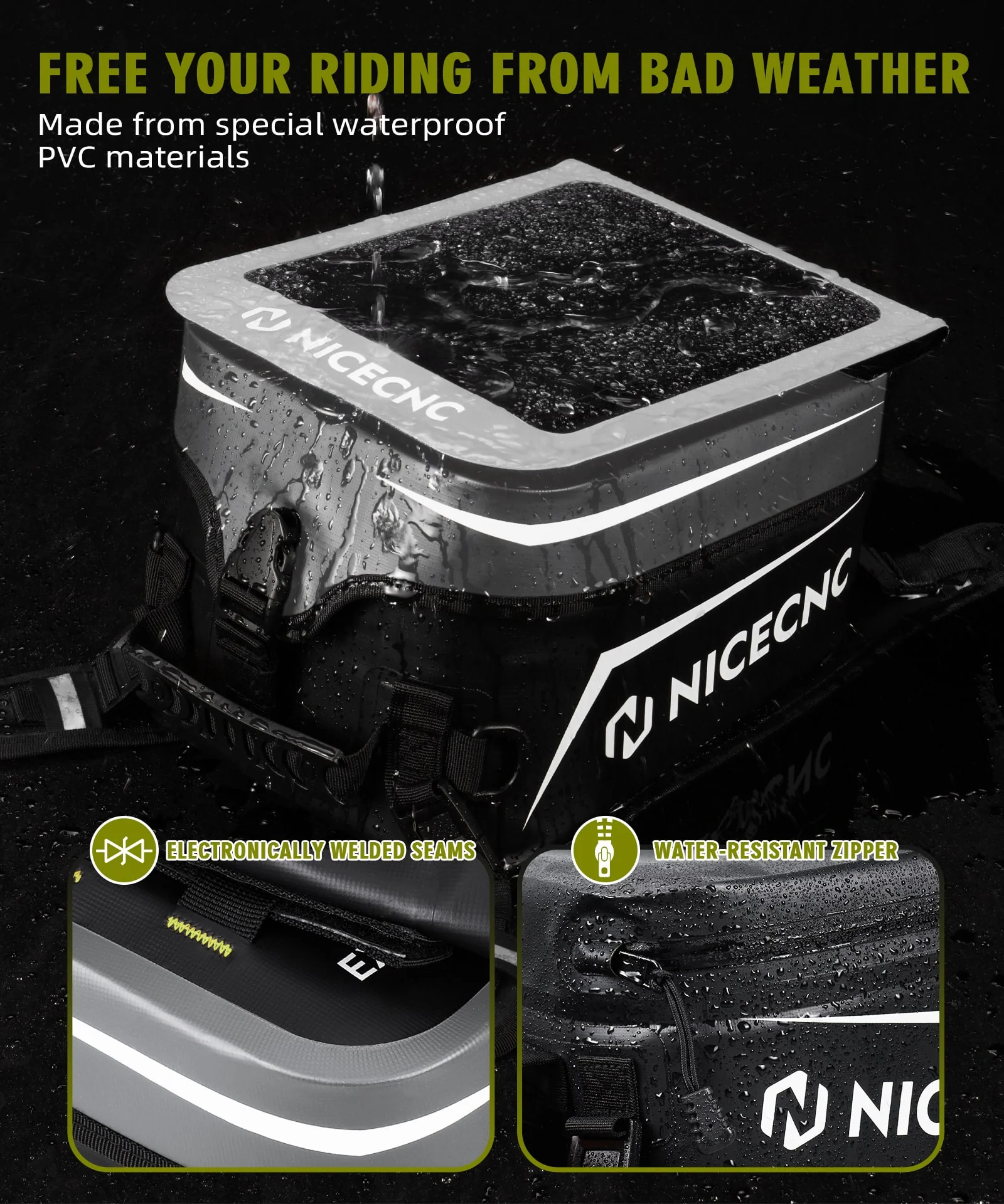 Universal Motorcycle 12L Tank Bag with 14 Inch Touchscreen Detachable Base Waterproof For Adventure Dual Sport Street Bike Cruiser - Image 13