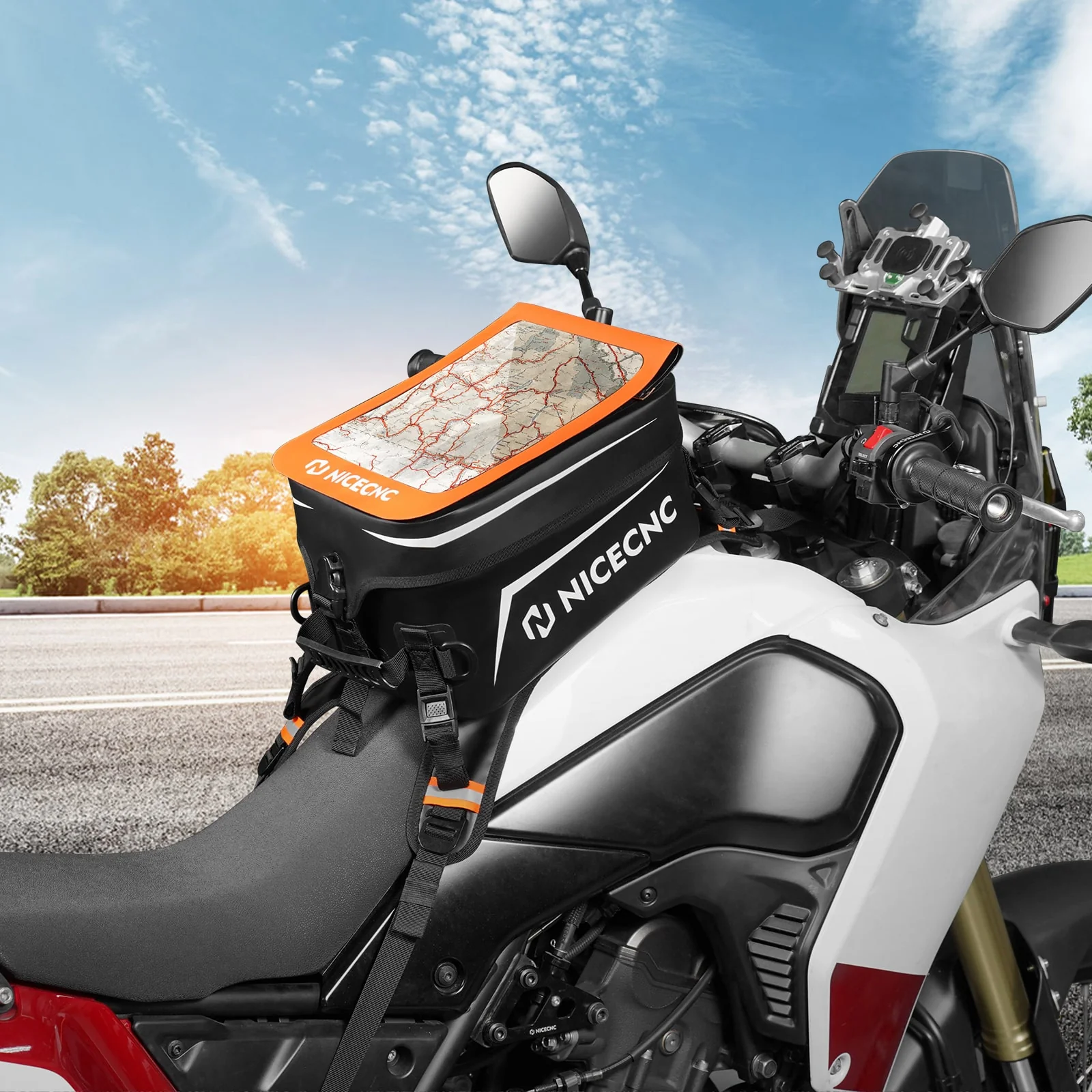 Universal Motorcycle 12L Tank Bag with 14 Inch Touchscreen Detachable Base Waterproof For Adventure Dual Sport Street Bike Cruiser - Image 3