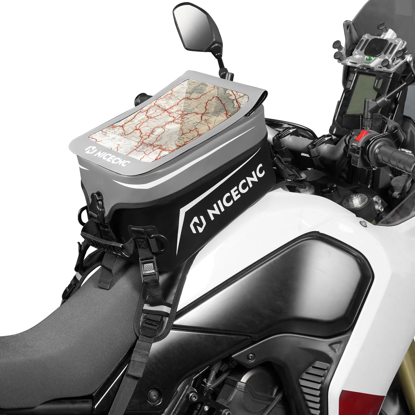 Universal Motorcycle 12L Tank Bag with 14 Inch Touchscreen Detachable Base Waterproof For Adventure Dual Sport Street Bike Cruiser - Image 4