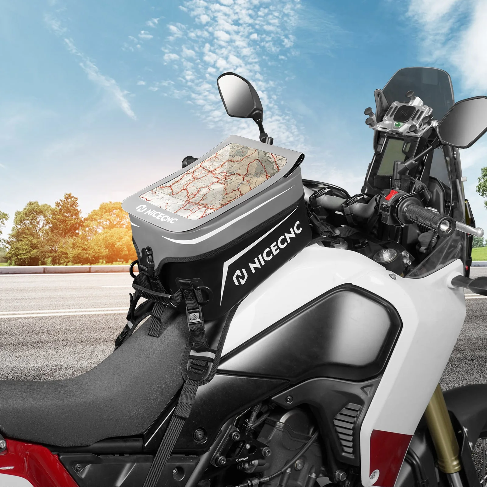 Universal Motorcycle 12L Tank Bag with 14 Inch Touchscreen Detachable Base Waterproof For Adventure Dual Sport Street Bike Cruiser - Image 5