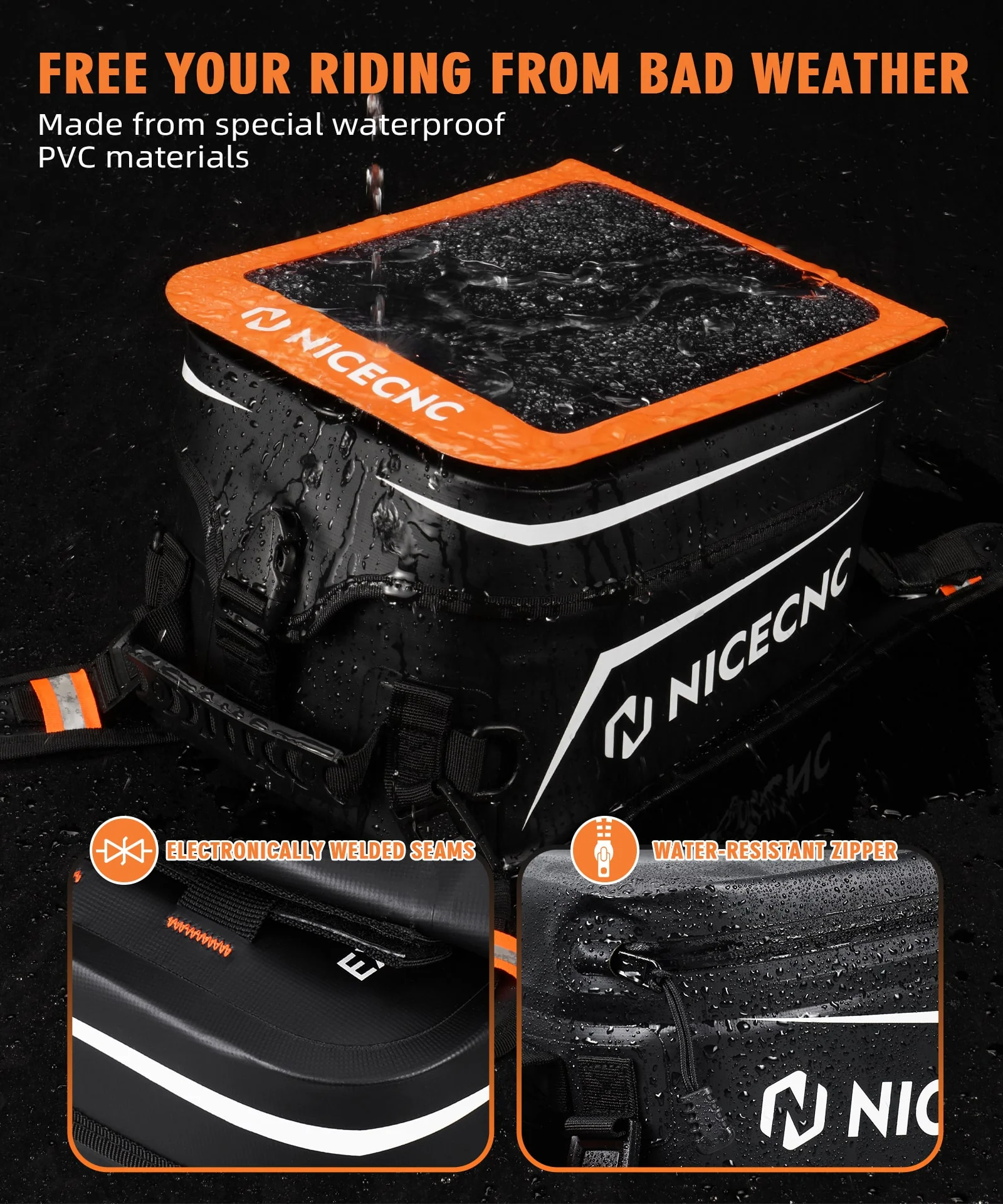 Universal Motorcycle 12L Tank Bag with 14 Inch Touchscreen Detachable Base Waterproof For Adventure Dual Sport Street Bike Cruiser - Image 6