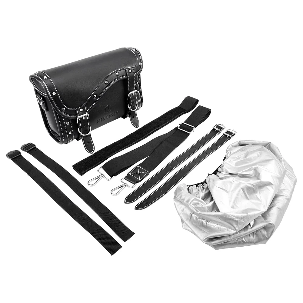 Motorcycle Handlebar Bag with Straps & Protecting Cover PU Leather - Image 6