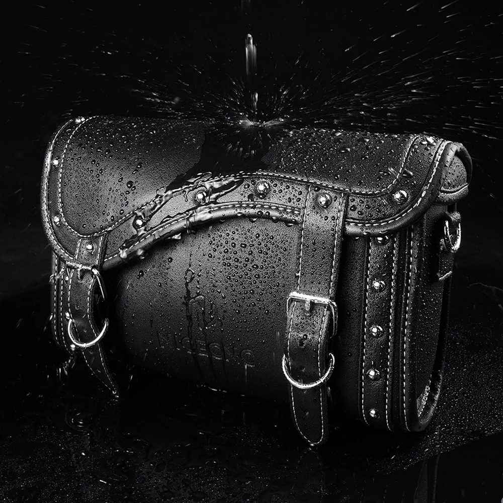 Motorcycle Handlebar Bag with Straps & Protecting Cover PU Leather - Image 7