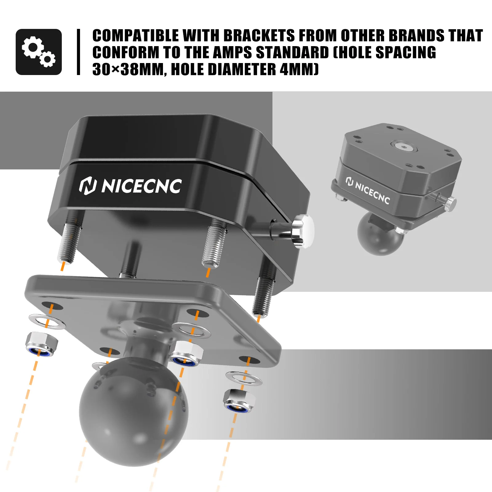 Universal Motorcycle Rotatable AMPS GPS Swivel Mount Bracket - Image 3