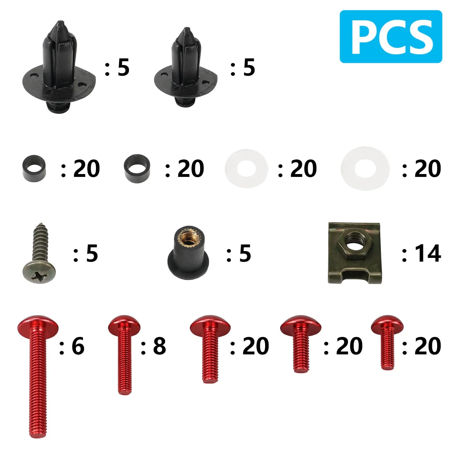Universal Motorcycle Sportbikes Racing Fairing Bolts Kit Fastener Clips Screws - Image 10